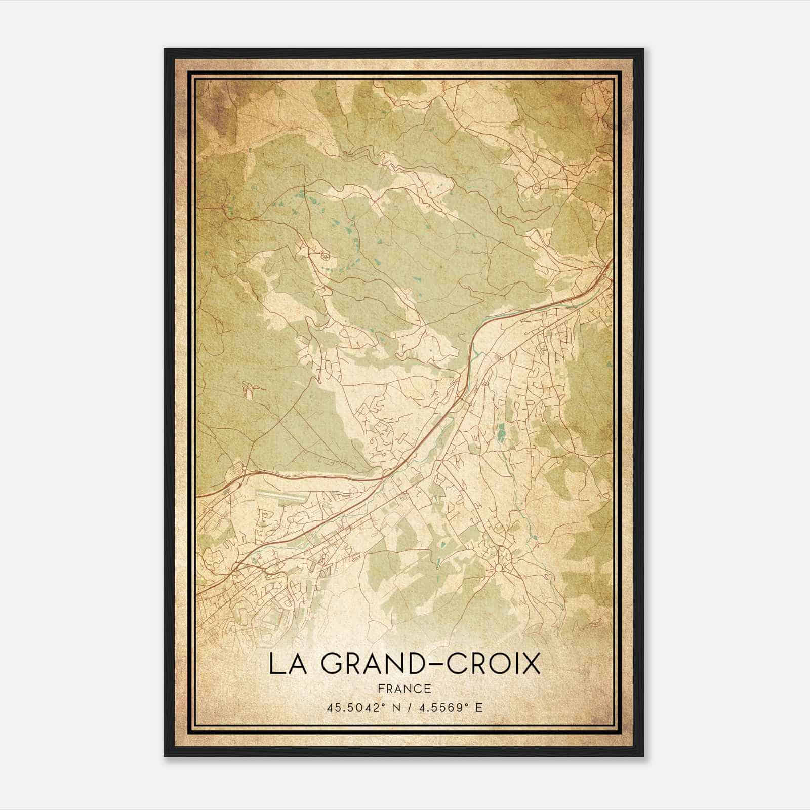 Vintage La Grand-Croix France Map Poster, La Grand-Croix City Road Wall Art Print