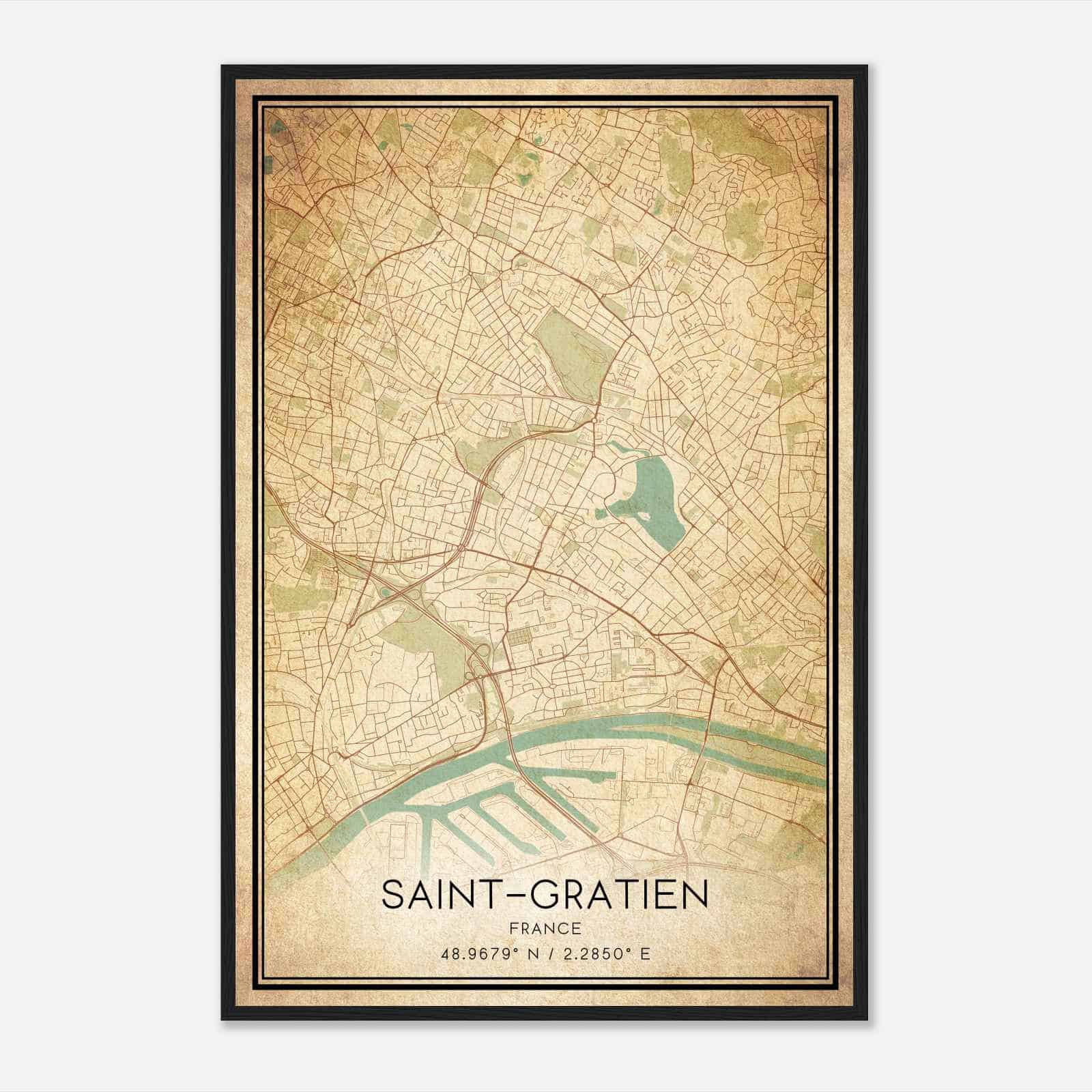 Vintage Saint-Gratien France Map Poster, Saint-Gratien City Road Wall Art Print