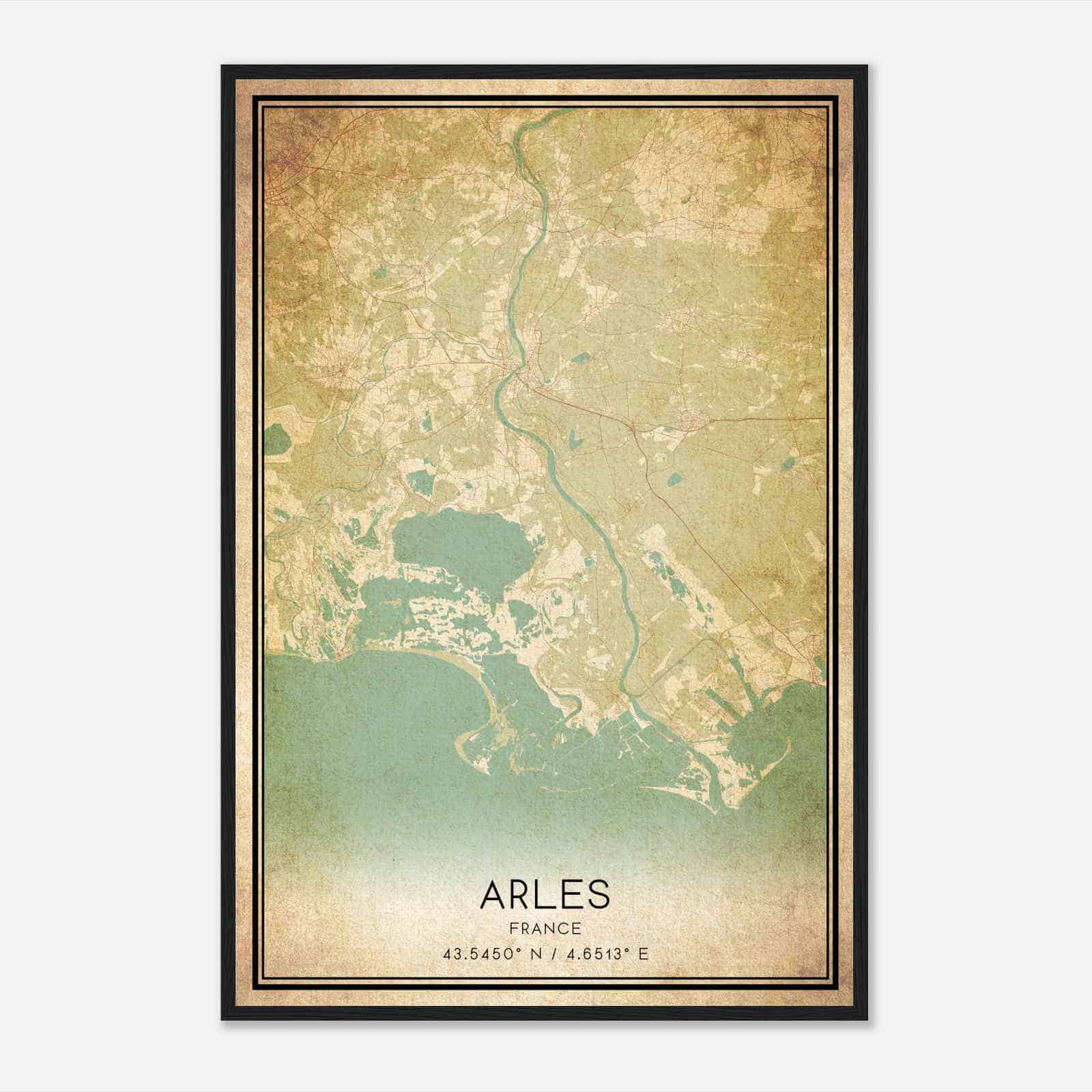 Vintage Arles France Map Poster, Arles City Road Wall Art Print