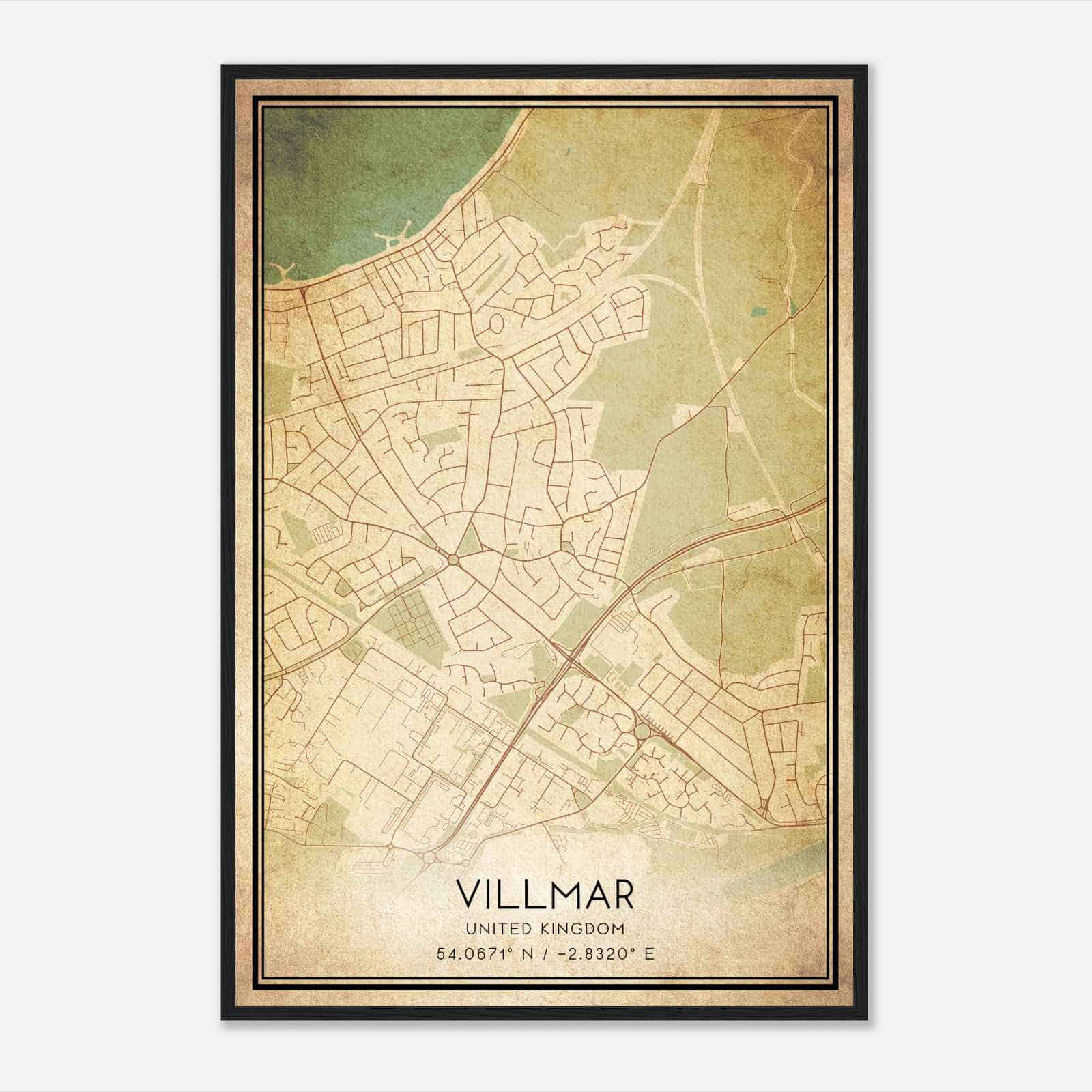 Vintage Torrisholme United Kingdom Map Poster, Torrisholme City Road Wall Art Print