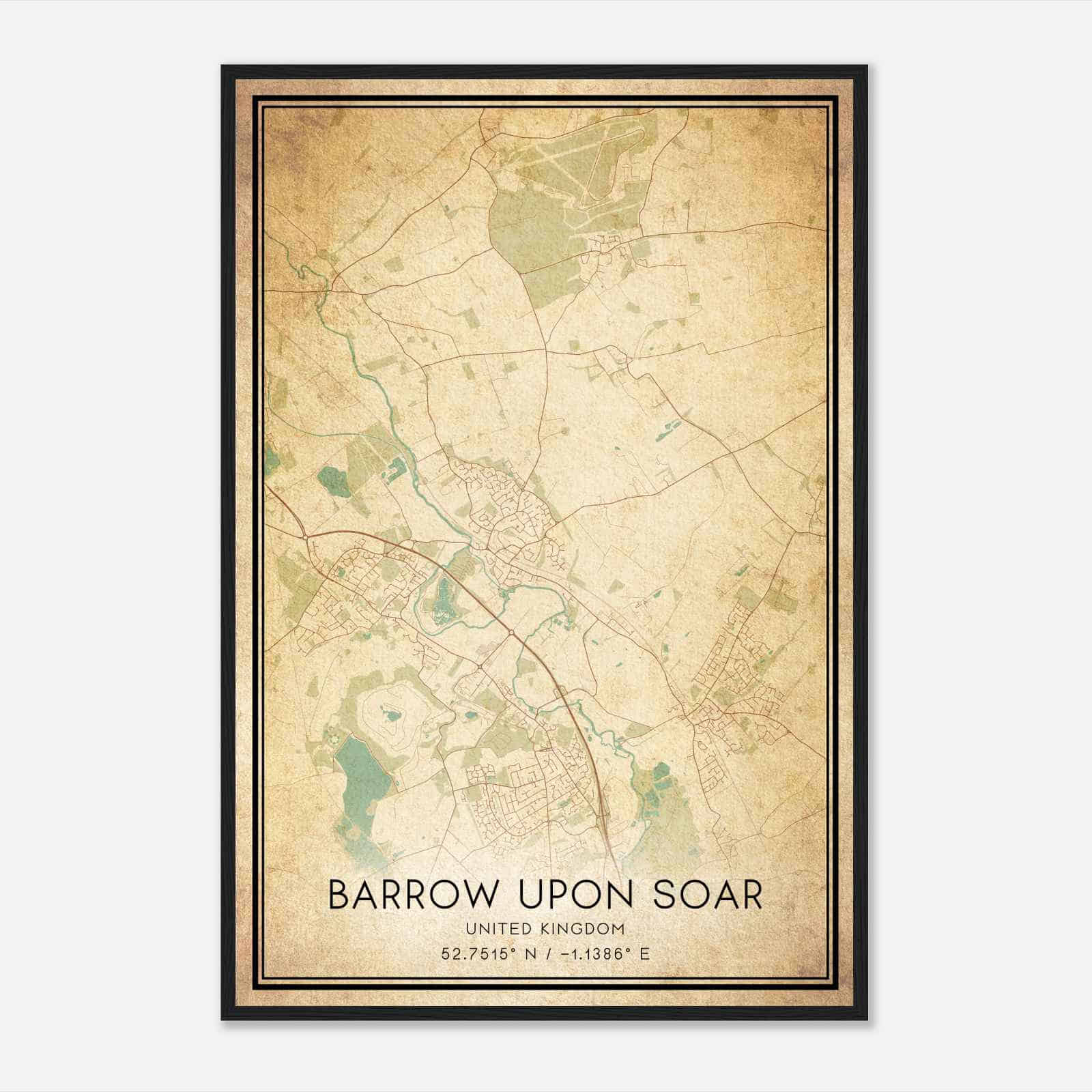 Vintage Barrow upon Soar United Kingdom Map Poster, Barrow upon Soar City Road Wall Art Print Vintage Barrow upon Soar United Kingdom Map Poster, Barrow upon Soar City Road Wall Art Print
