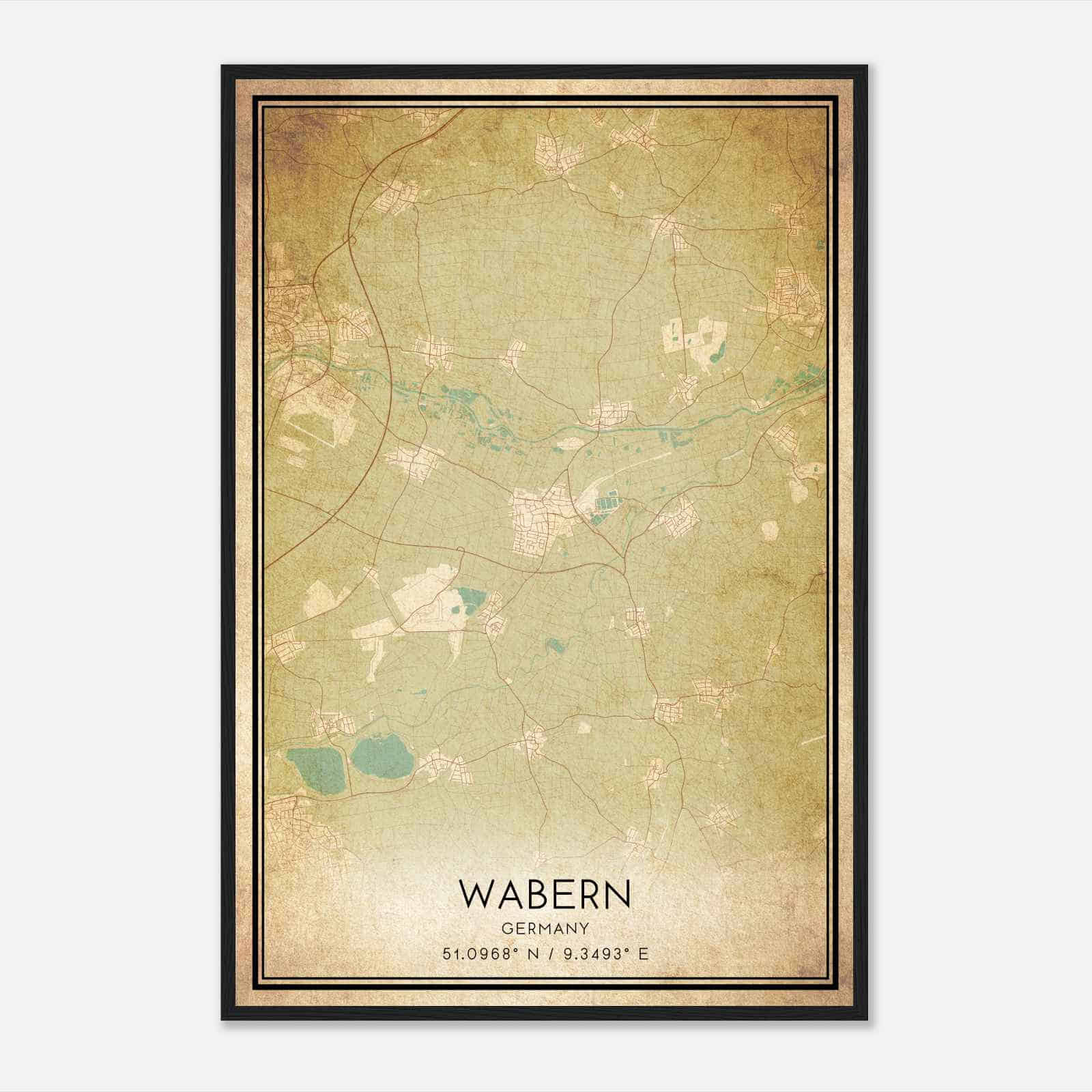 Vintage Wabern Germany Map Poster, Wabern City Road Wall Art Print