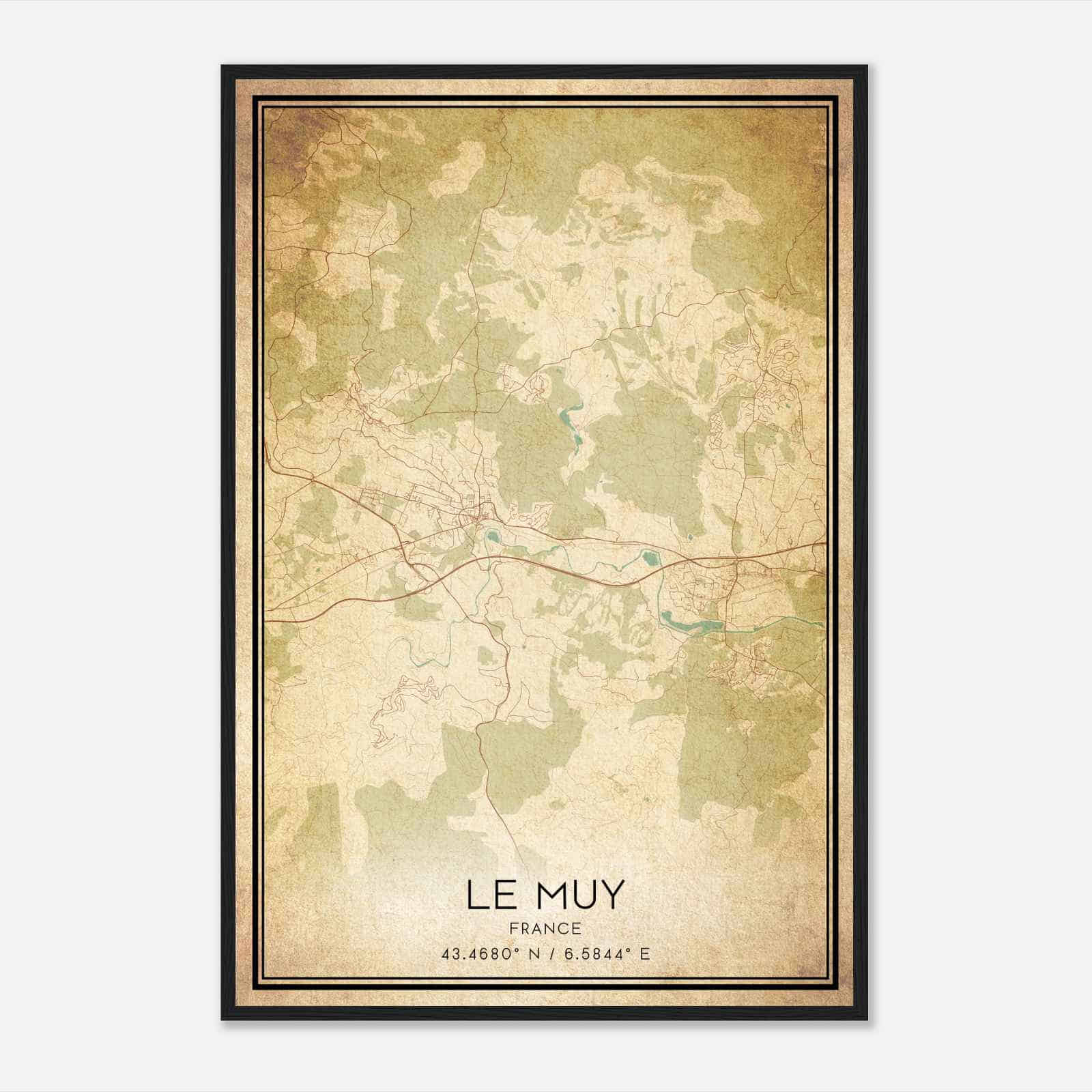 Vintage Le Muy France Map Poster, Le Muy City Road Wall Art Print