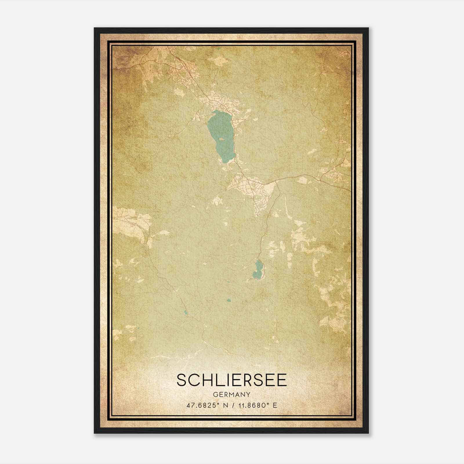 Vintage Schliersee Germany Map Poster, Schliersee City Road Wall Art Print