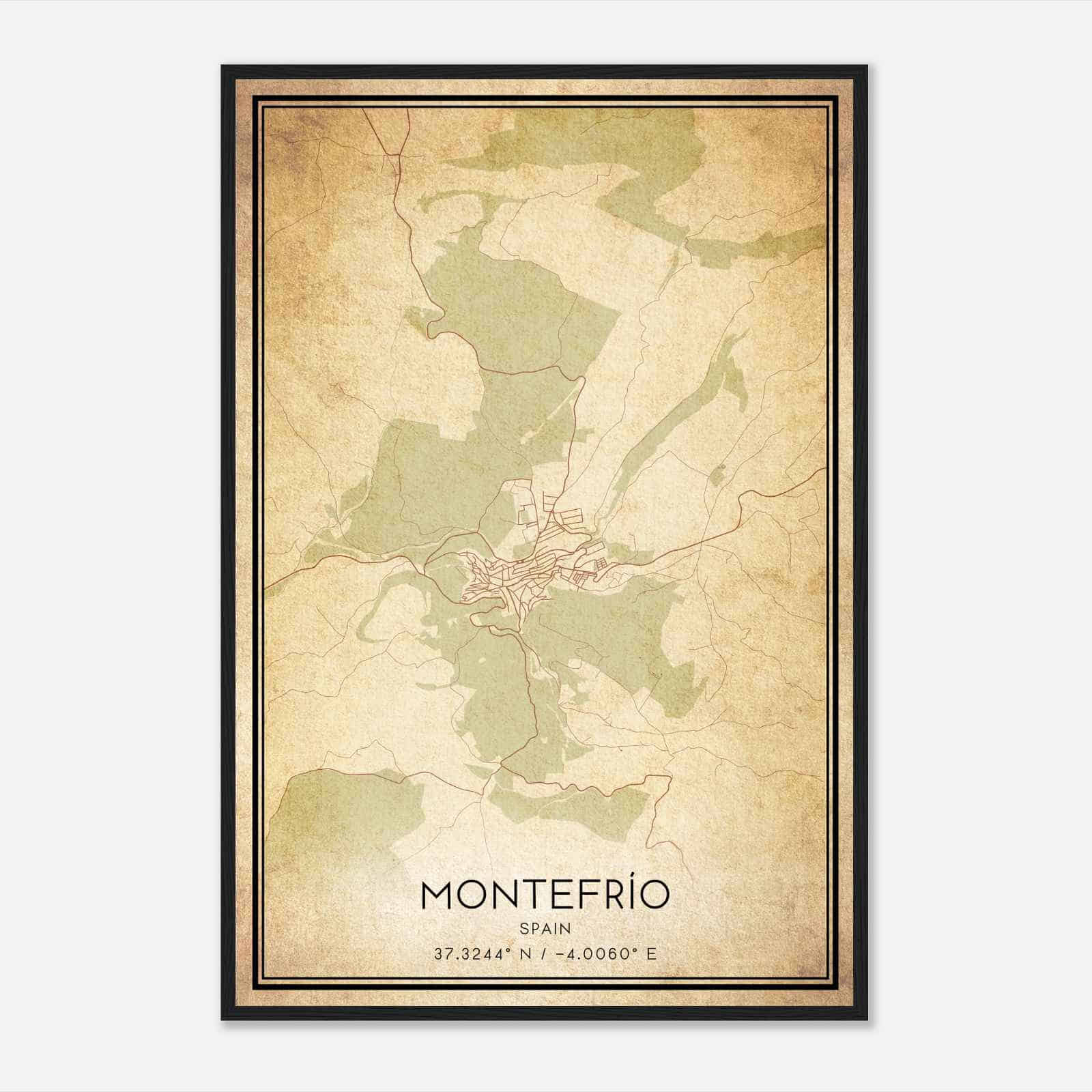 Vintage Montefrio Spain Map Poster, Montefrio City Road Wall Art Print