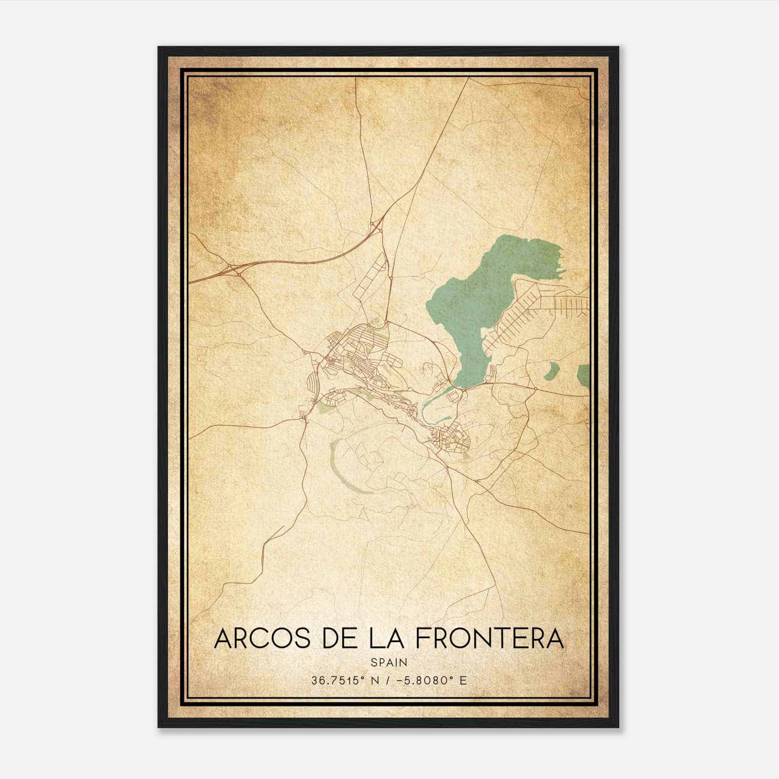 Vintage Arcos de la Frontera Spain Map Poster, Arcos de la Frontera City Road Wall Art Print