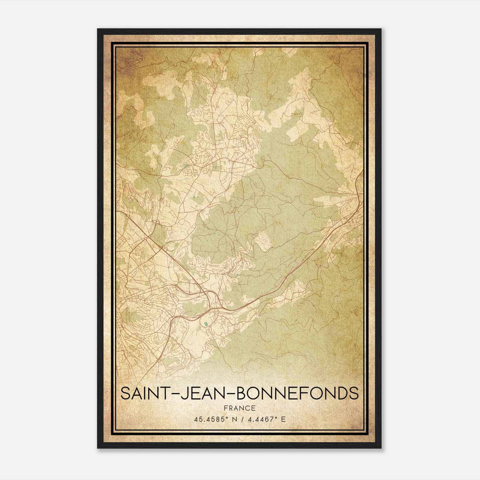 Vintage Saint-Jean-Bonnefonds France Map Poster, Saint-Jean-Bonnefonds City Road Wall Art Print