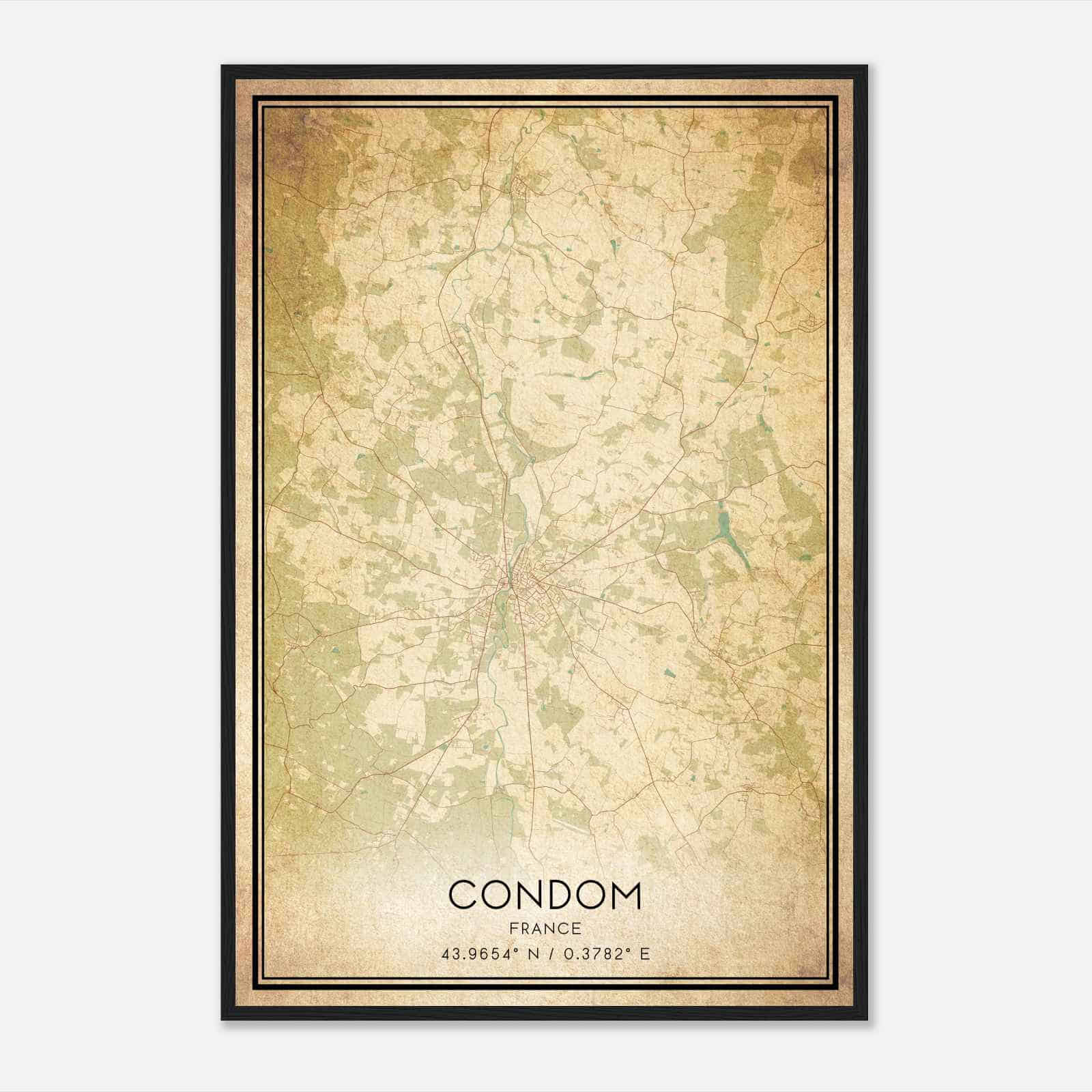 Vintage Condom France Map Poster, Condom City Road Wall Art Print