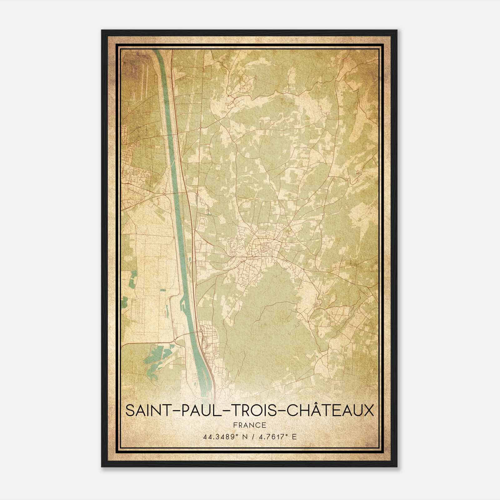 Vintage Saint-Paul-Trois-Chateaux France Map Poster, Saint-Paul-Trois-Chateaux City Road Wall Art Print