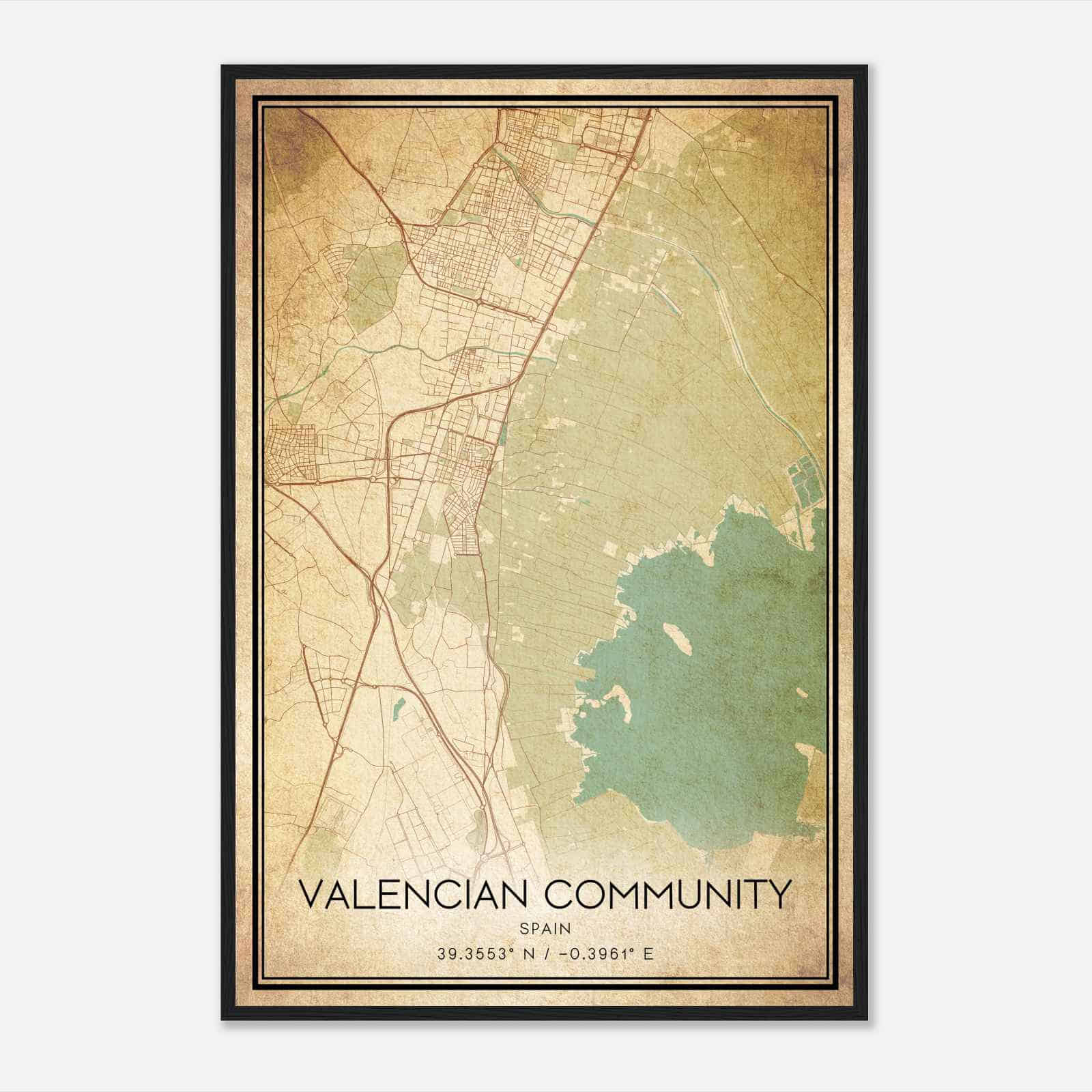 Vintage Silla Spain Map Poster, Silla City Road Wall Art Print