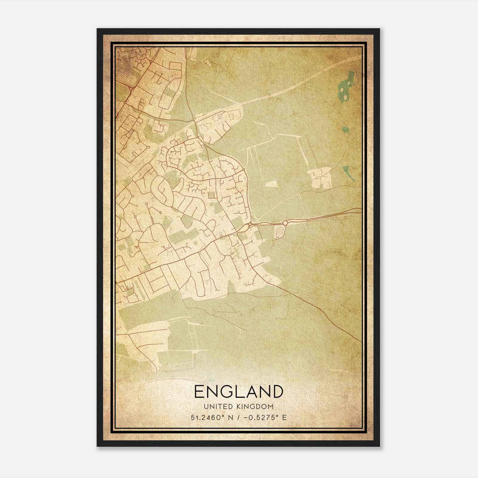 Vintage Merrow United Kingdom Map Poster, Merrow City Road Wall Art Print