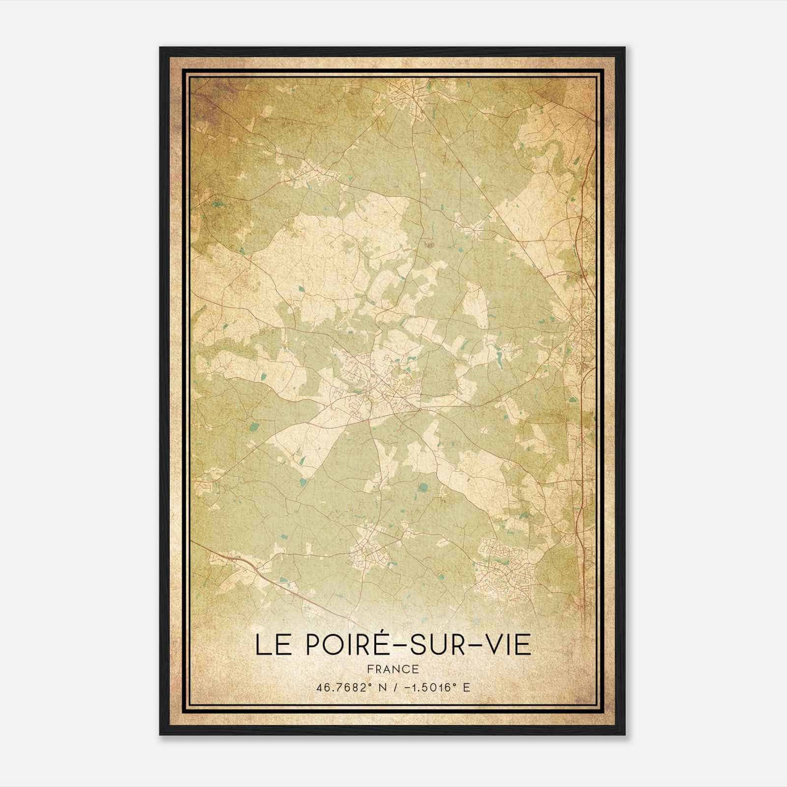 Vintage Le Poire-sur-Vie France Map Poster, Le Poire-sur-Vie City Road Wall Art Print