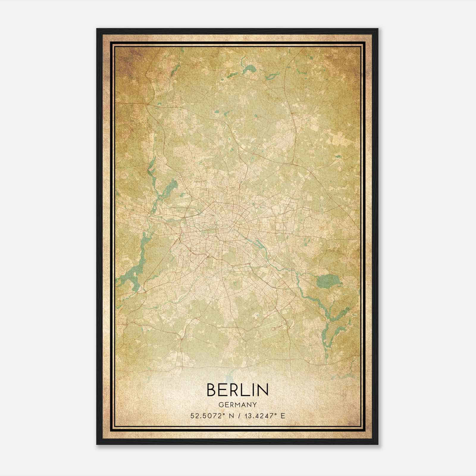 Vintage Berlin Germany Map Poster, Berlin City Road Wall Art Print