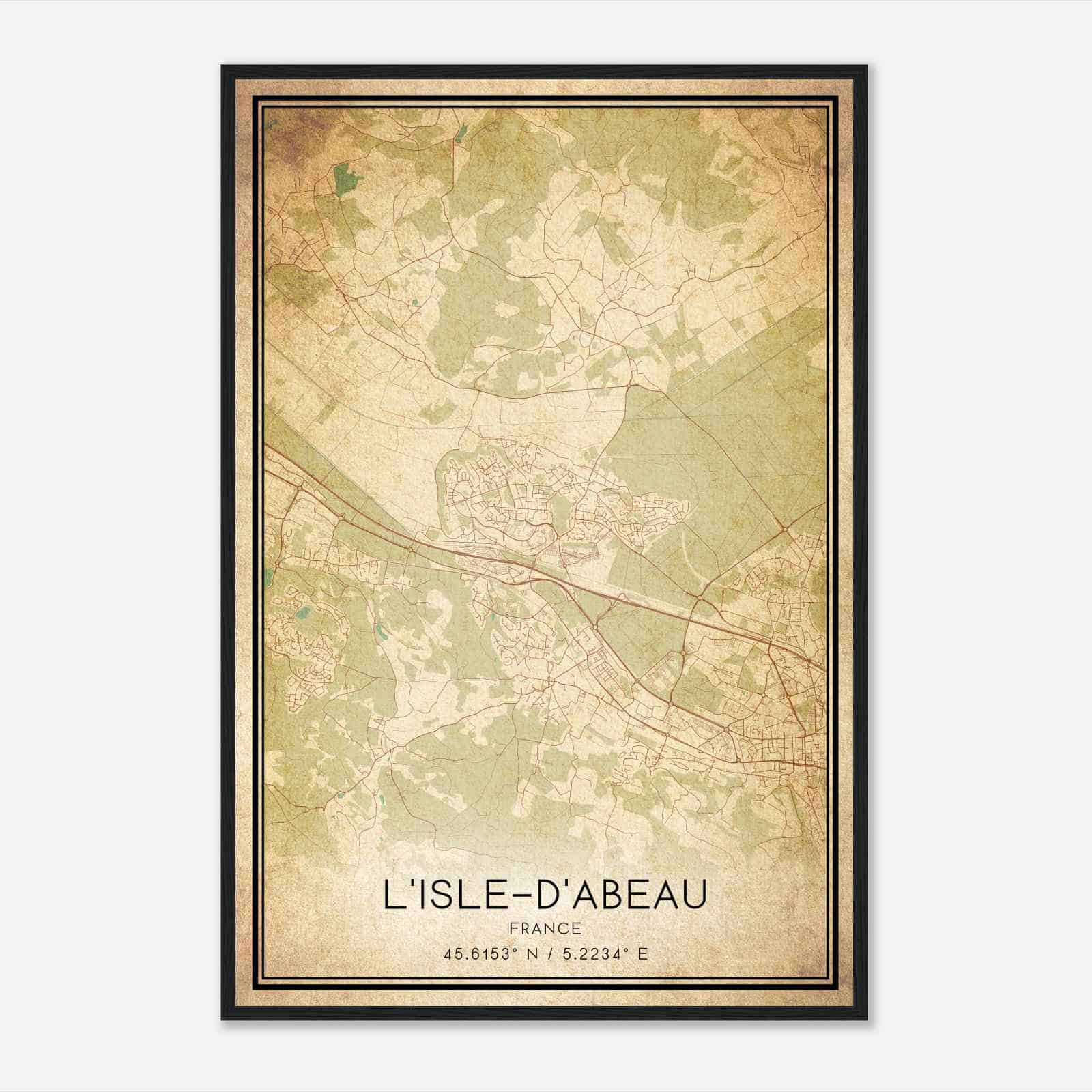 Vintage L’Isle-d’Abeau France Map Poster, L’Isle-d’Abeau City Road Wall Art Print