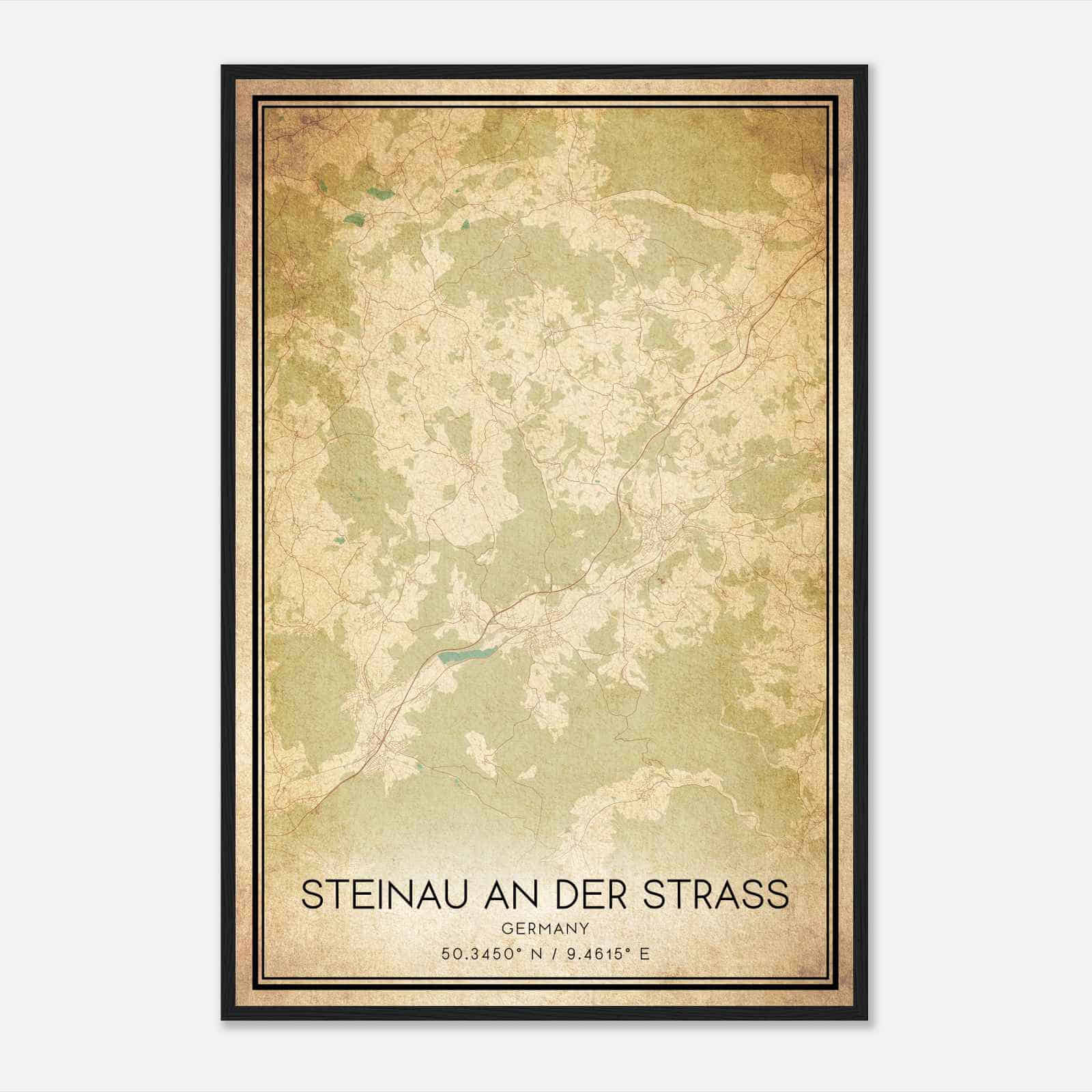Vintage Steinau an der Strasse Germany Map Poster, Steinau an der Strasse City Road Wall Art Print