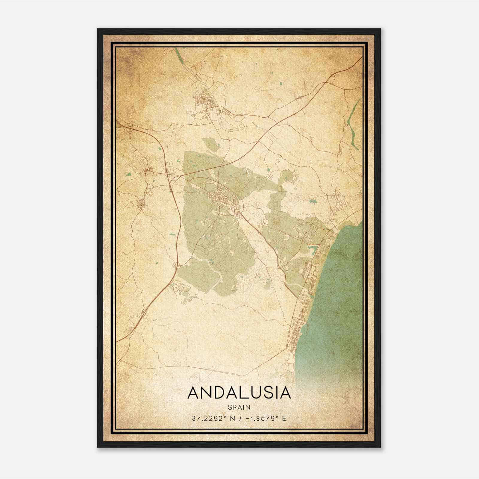 Vintage Vera Spain Map Poster, Vera City Road Wall Art Print