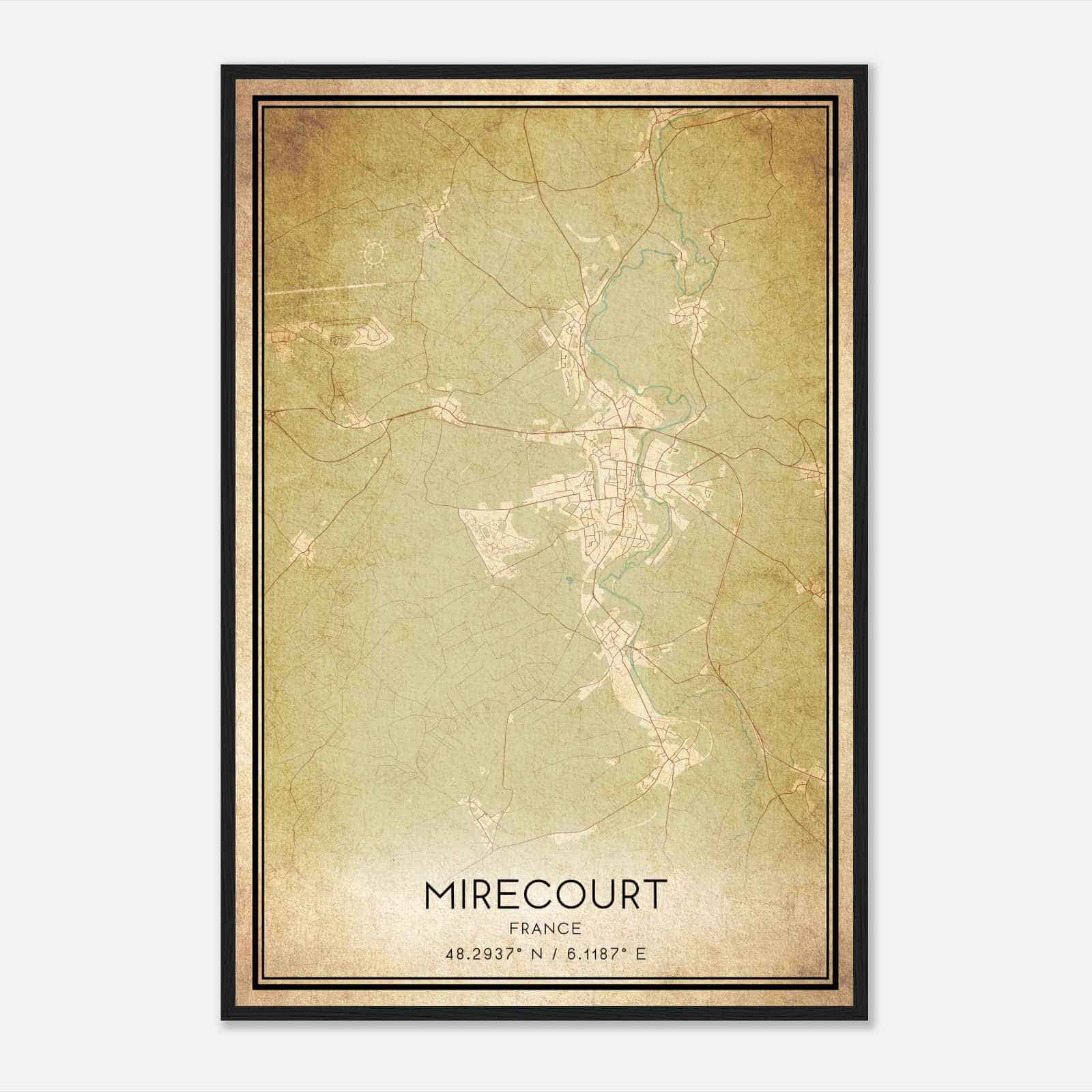 Vintage Mirecourt France Map Poster, Mirecourt City Road Wall Art Print