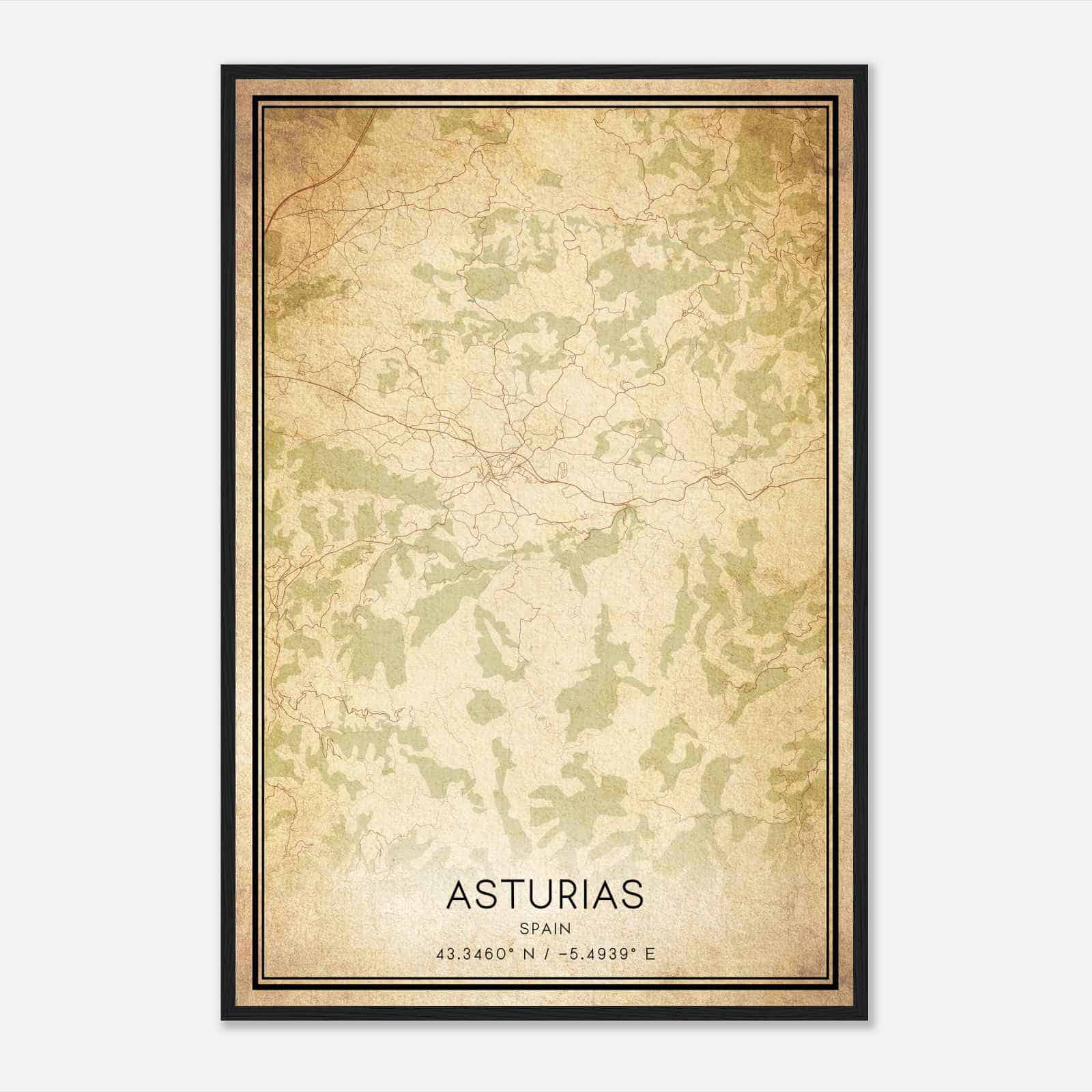 Vintage Nava Spain Map Poster, Nava City Road Wall Art Print