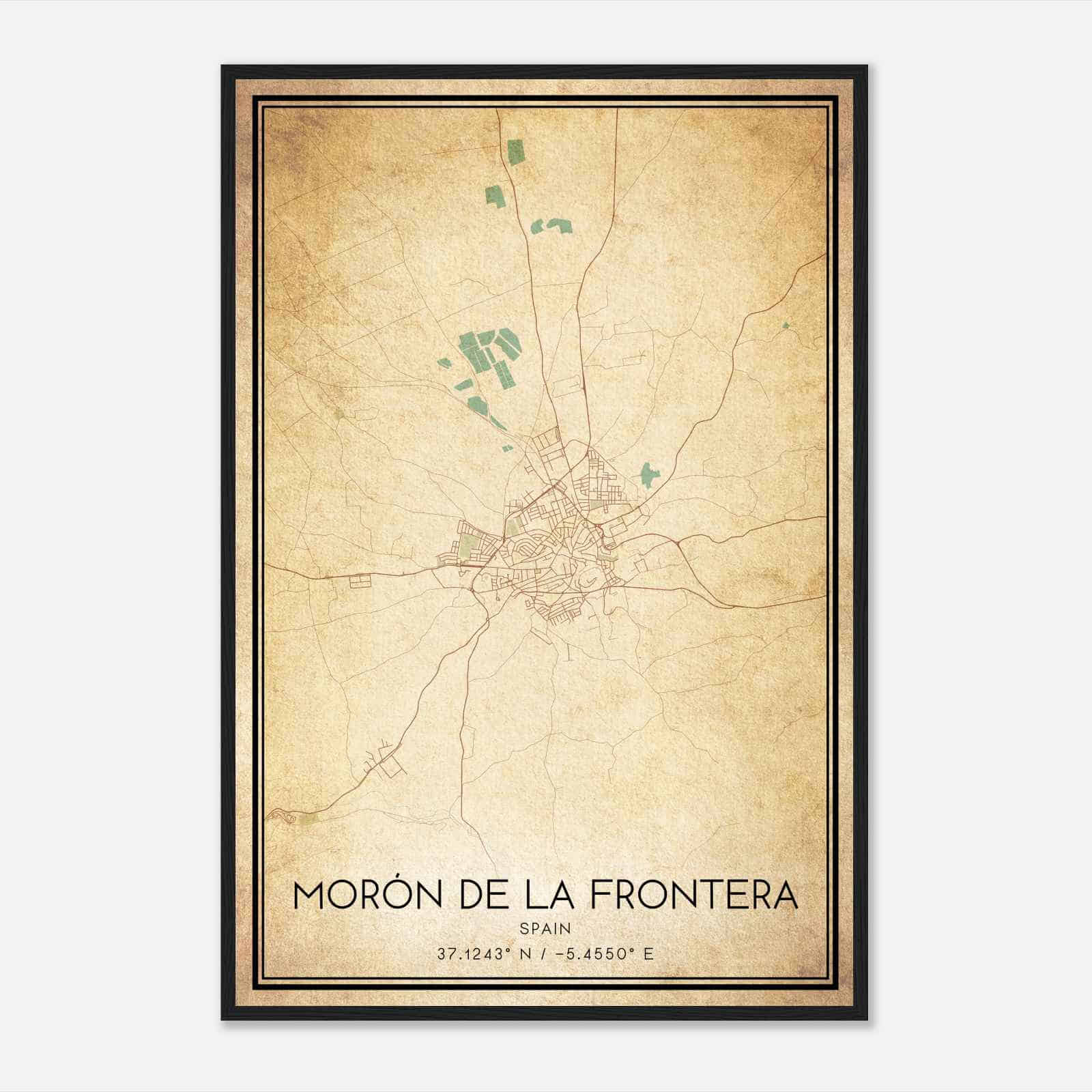 Vintage Moron de la Frontera Spain Map Poster, Moron de la Frontera City Road Wall Art Print