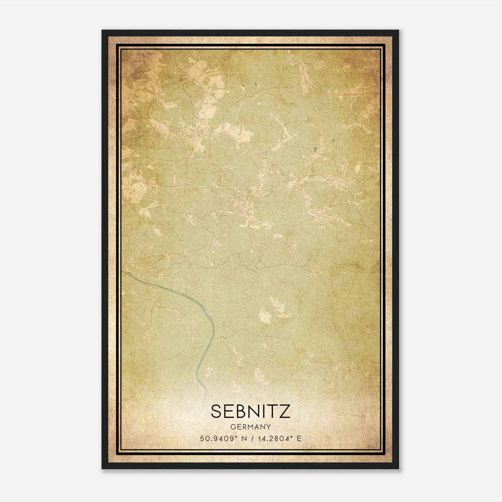 Vintage Sebnitz Germany Map Poster, Sebnitz City Road Wall Art Print