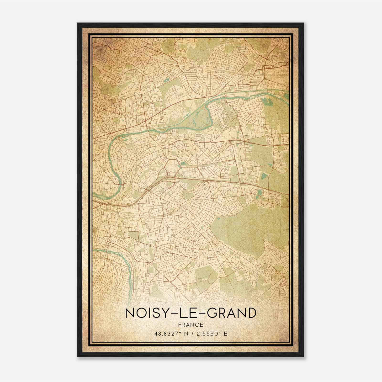 Vintage Noisy-le-Grand France Map Poster, Noisy-le-Grand City Road Wall Art Print