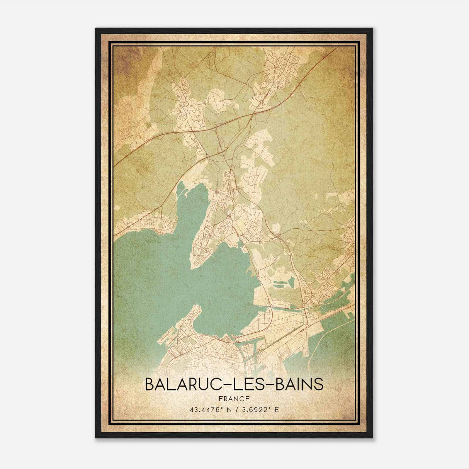 Vintage Balaruc-les-Bains France Map Poster, Balaruc-les-Bains City Road Wall Art Print