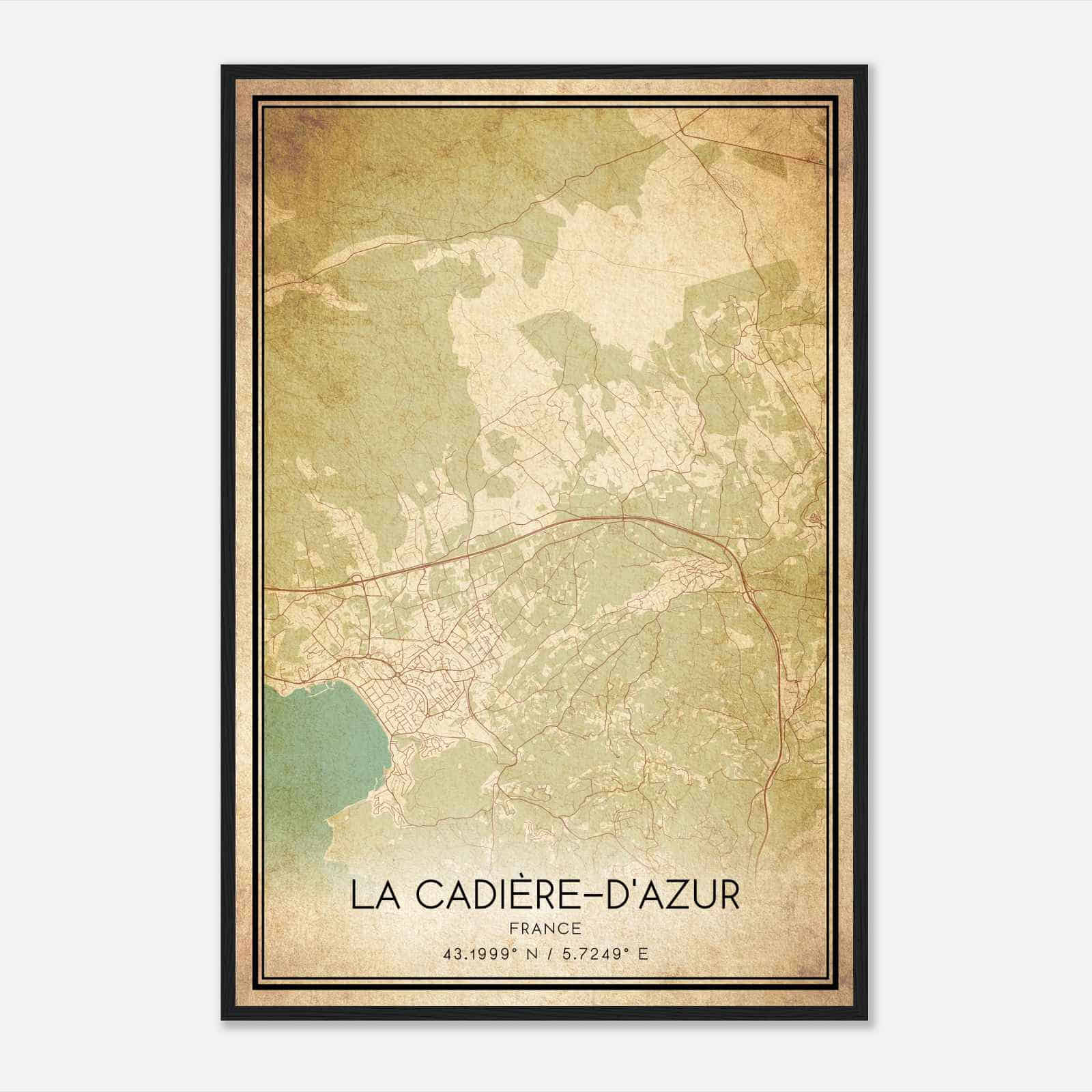 Vintage La Cadiere-d’Azur France Map Poster, La Cadiere-d’Azur City Road Wall Art Print