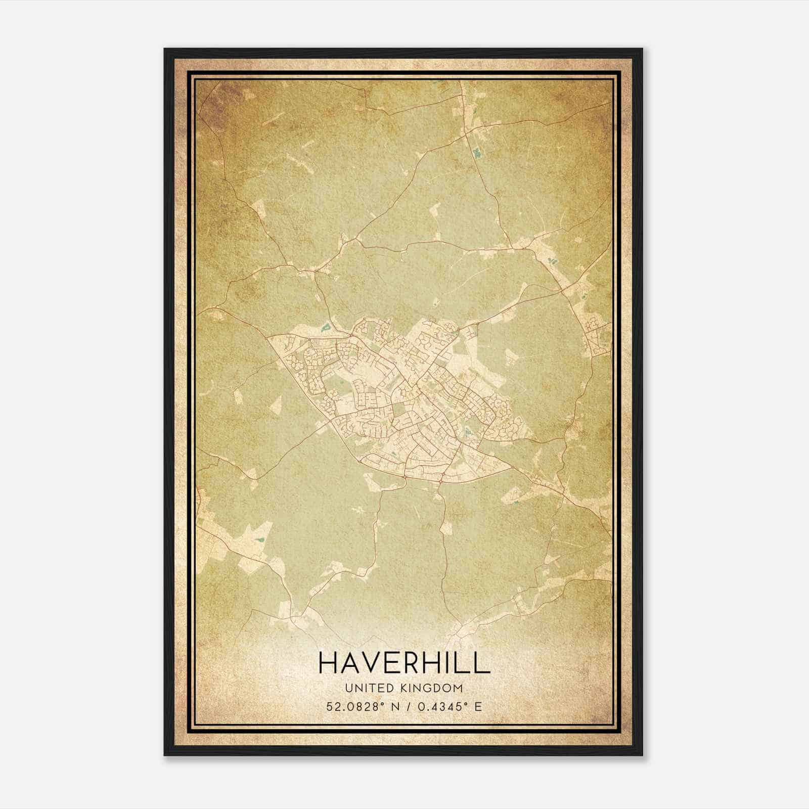 Vintage Haverhill United Kingdom Map Poster, Haverhill City Road Wall Art Print Vintage Haverhill United Kingdom Map Poster, Haverhill City Road Wall Art Print