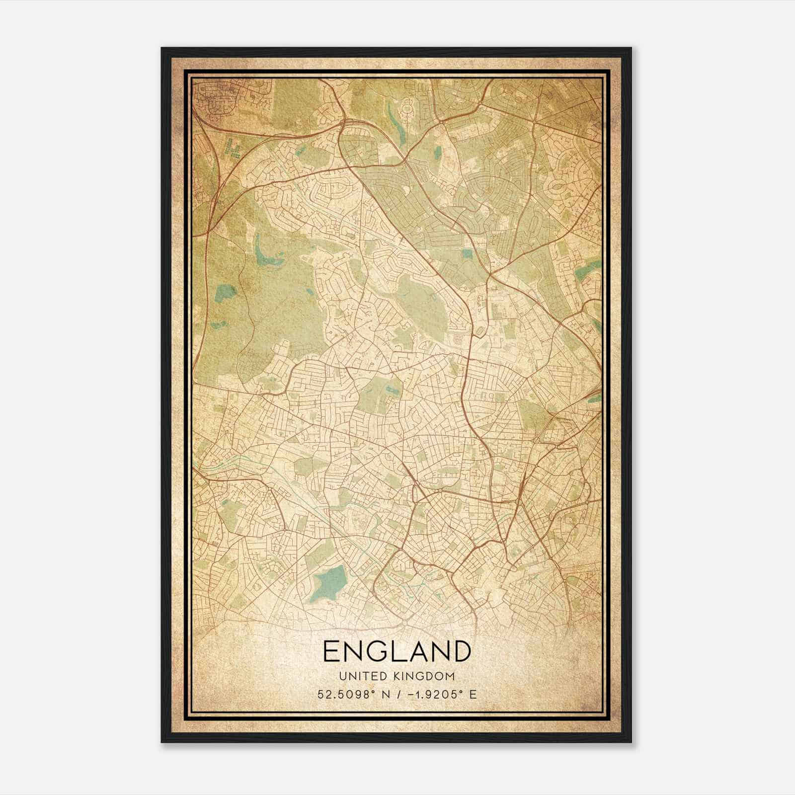 Vintage Handsworth United Kingdom Map Poster, Handsworth City Road Wall Art Print