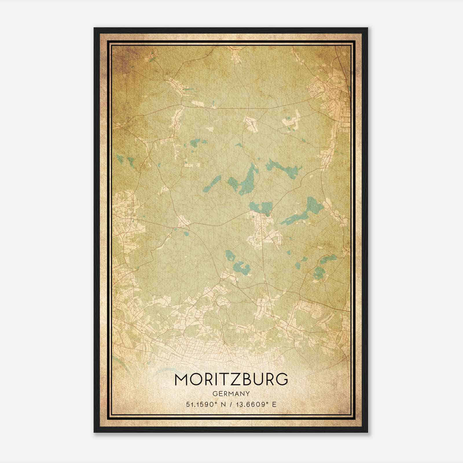 Vintage Moritzburg Germany Map Poster, Moritzburg City Road Wall Art Print