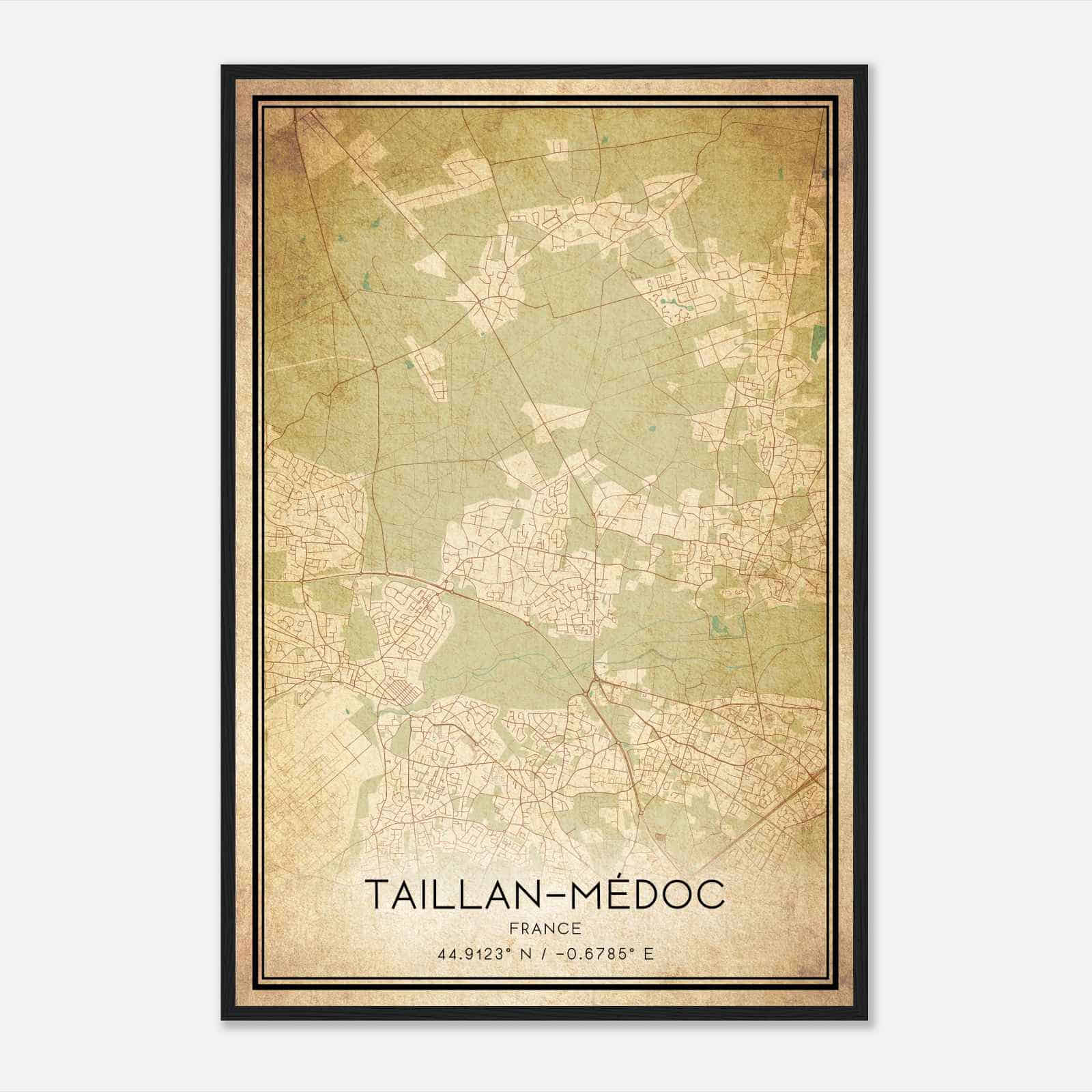 Vintage Le Taillan-Medoc France Map Poster, Le Taillan-Medoc City Road Wall Art Print