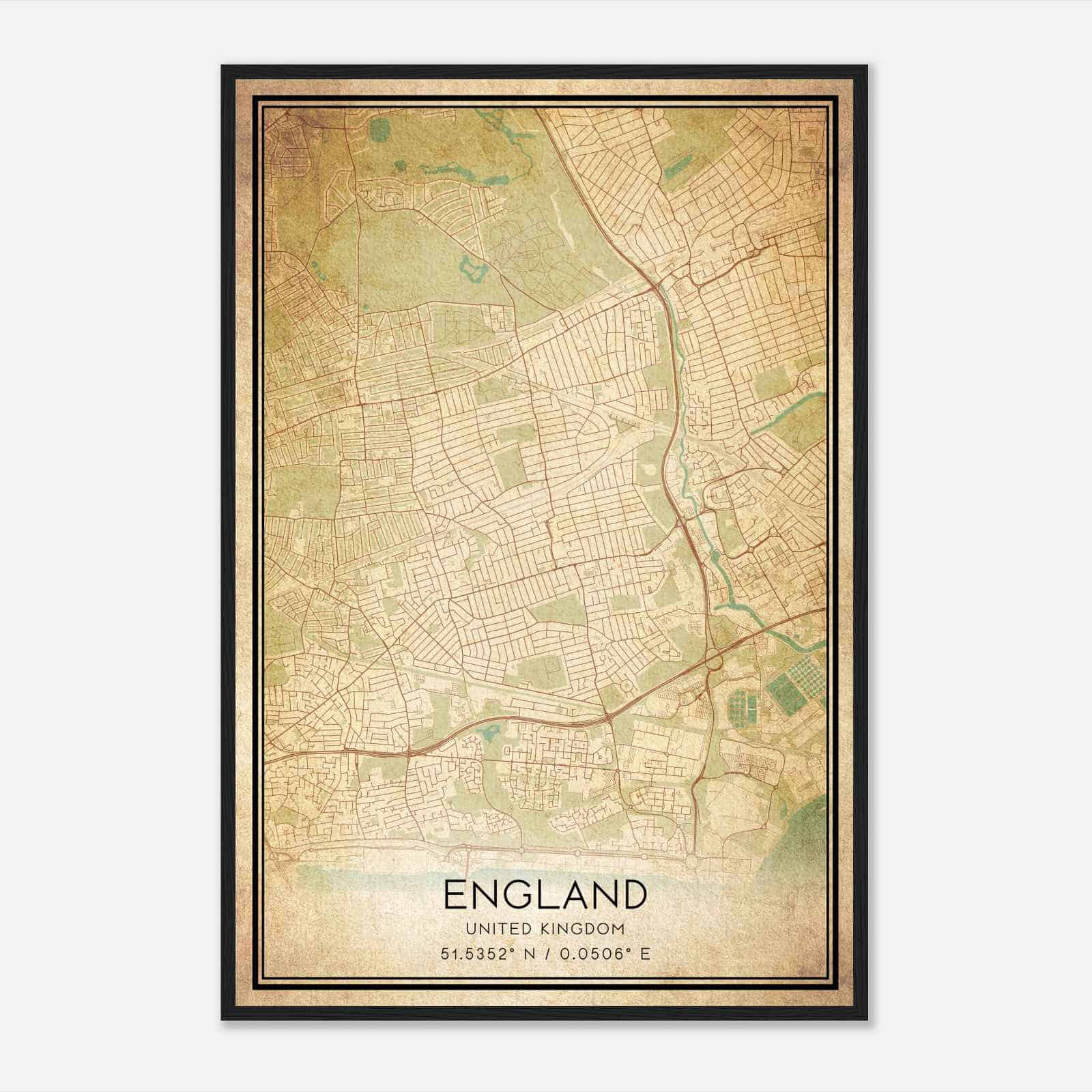 Vintage East Ham United Kingdom Map Poster, East Ham City Road Wall Art Print