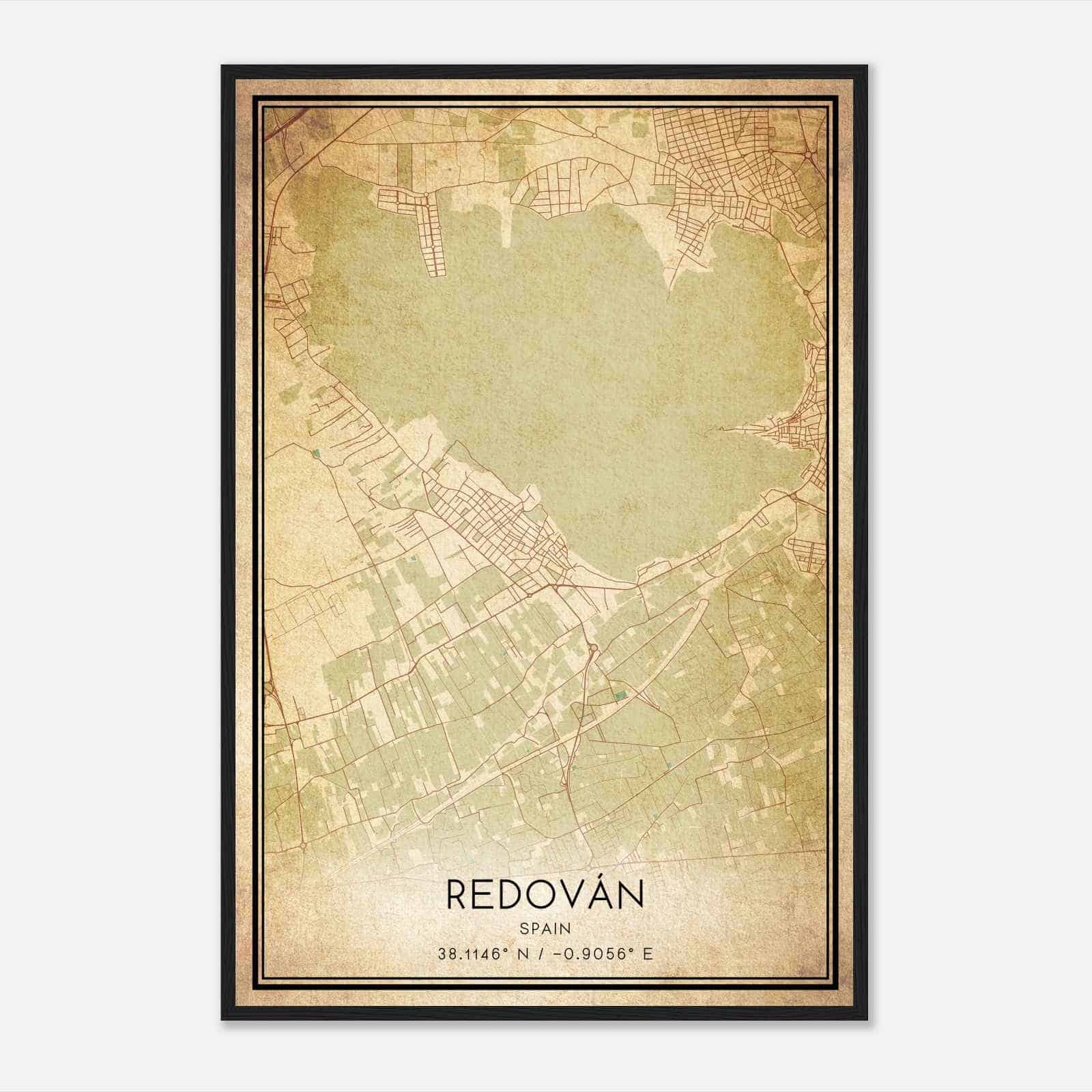 Vintage Redovan Spain Map Poster, Redovan City Road Wall Art Print