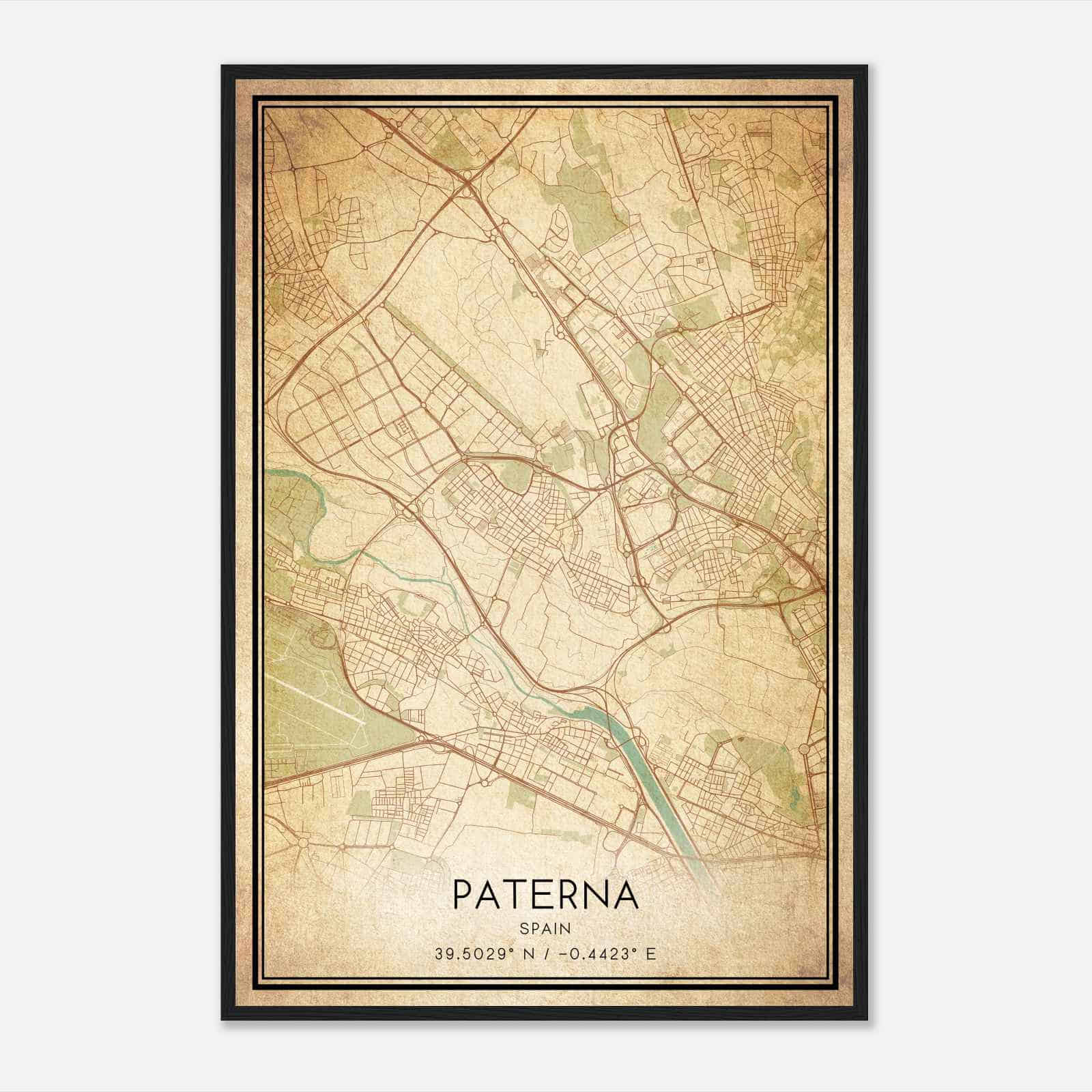 Vintage Paterna Spain Map Poster, Paterna City Road Wall Art Print