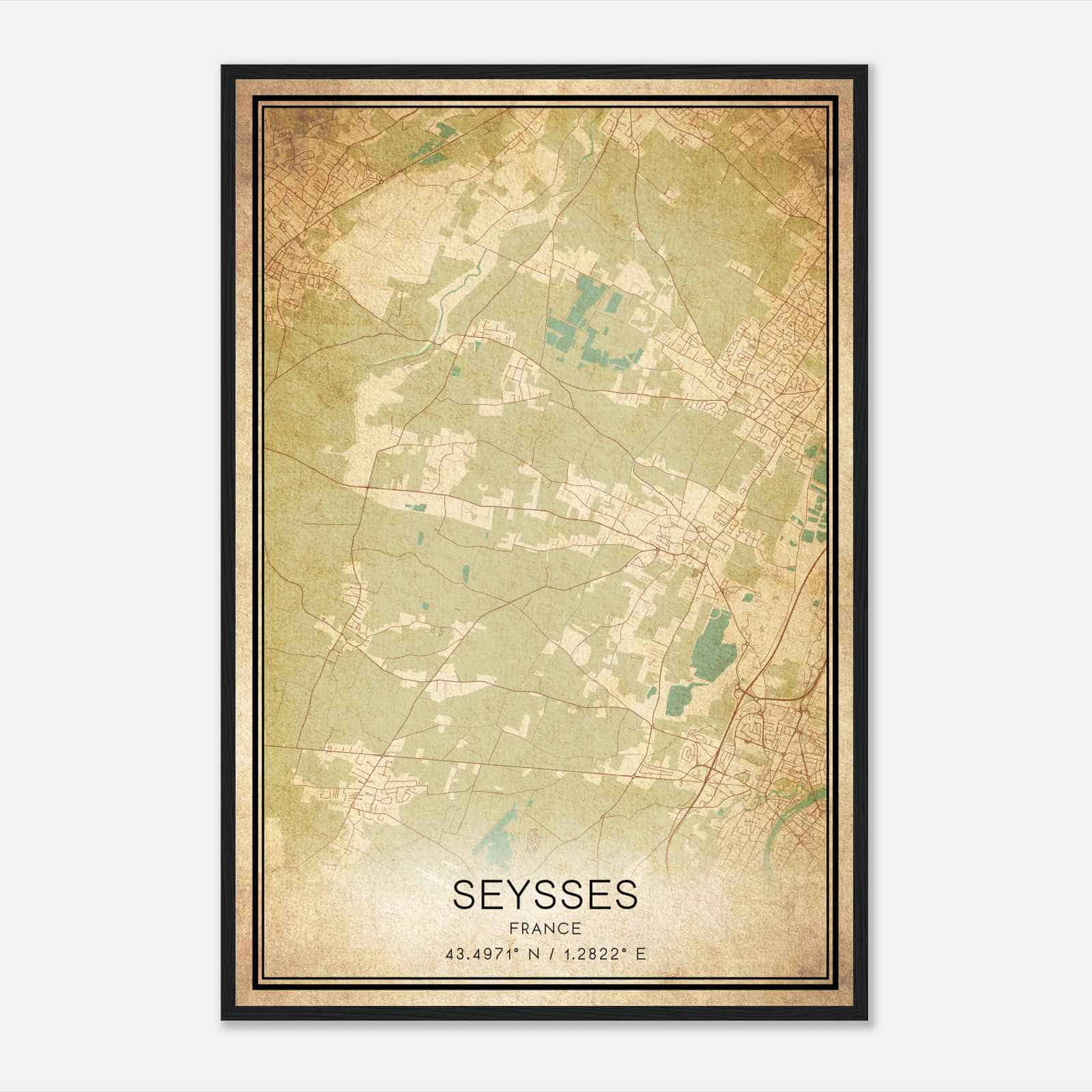 Vintage Seysses France Map Poster, Seysses City Road Wall Art Print