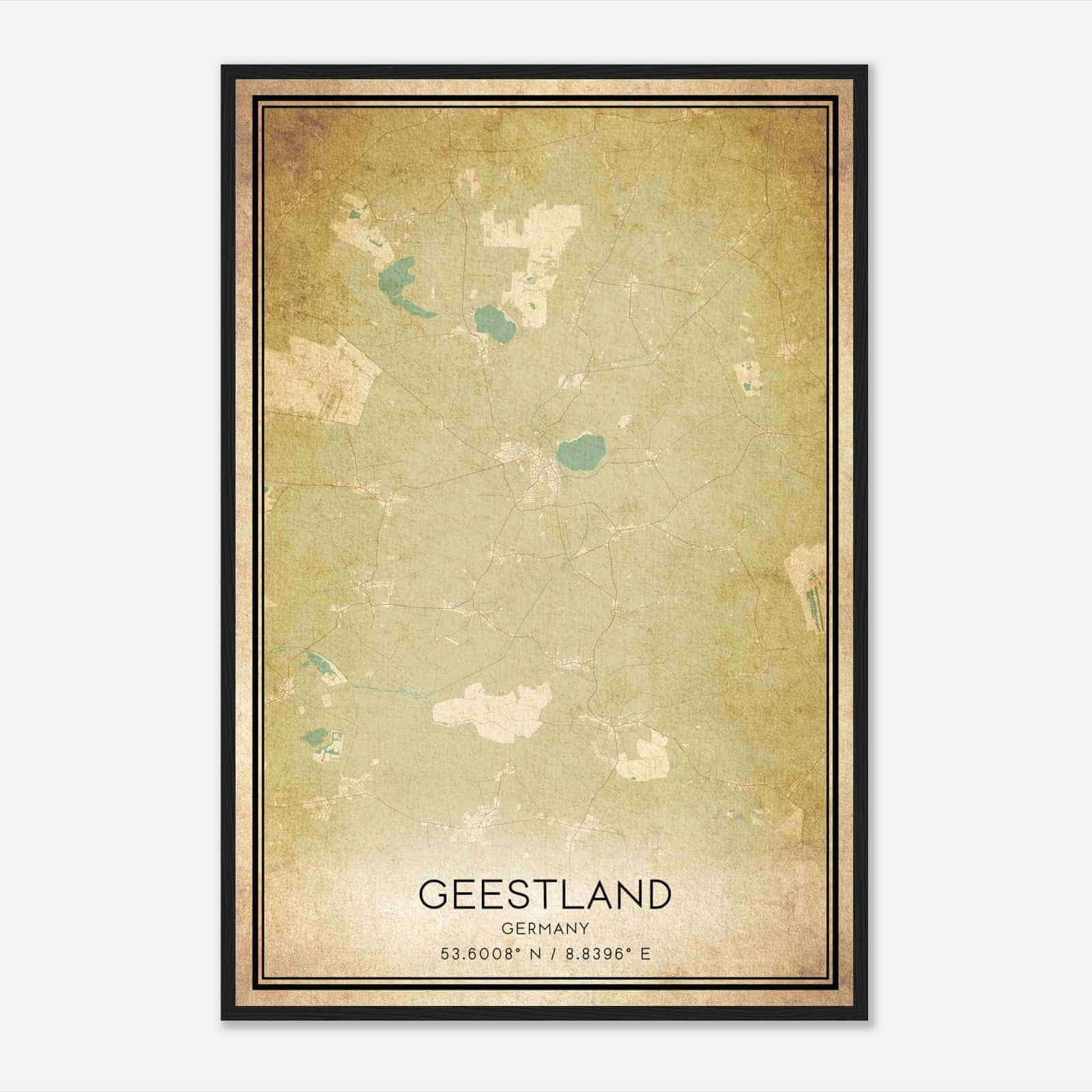 Vintage Bederkesa Germany Map Poster, Bederkesa City Road Wall Art Print