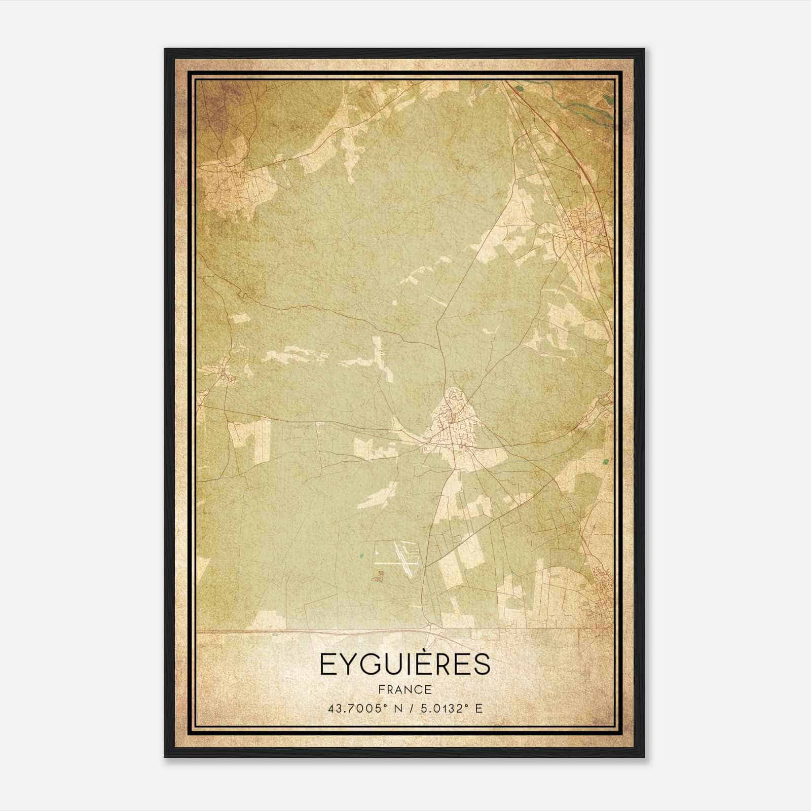 Vintage Eyguieres France Map Poster, Eyguieres City Road Wall Art Print