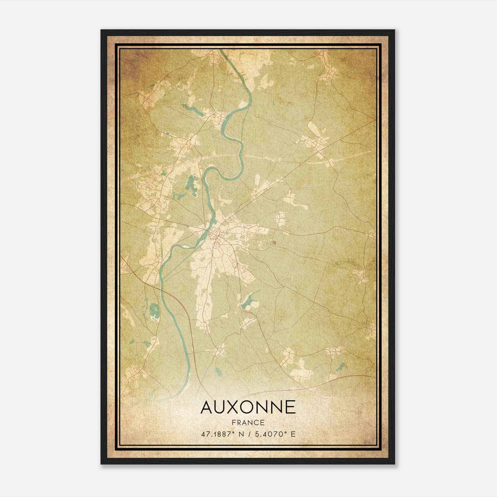 Vintage Auxonne France Map Poster, Auxonne City Road Wall Art Print Vintage Auxonne France Map Poster, Auxonne City Road Wall Art Print