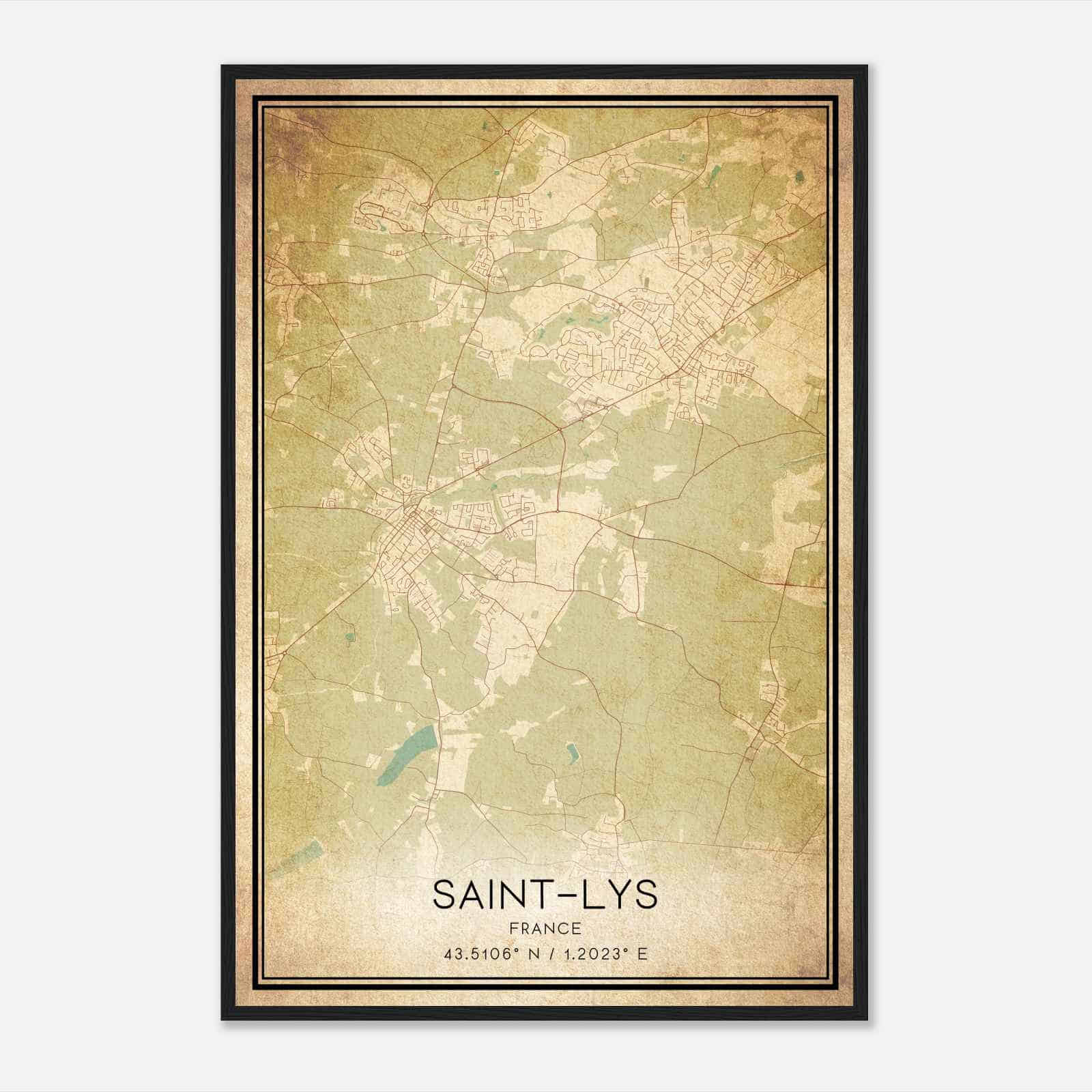 Vintage Saint-Lys France Map Poster, Saint-Lys City Road Wall Art Print