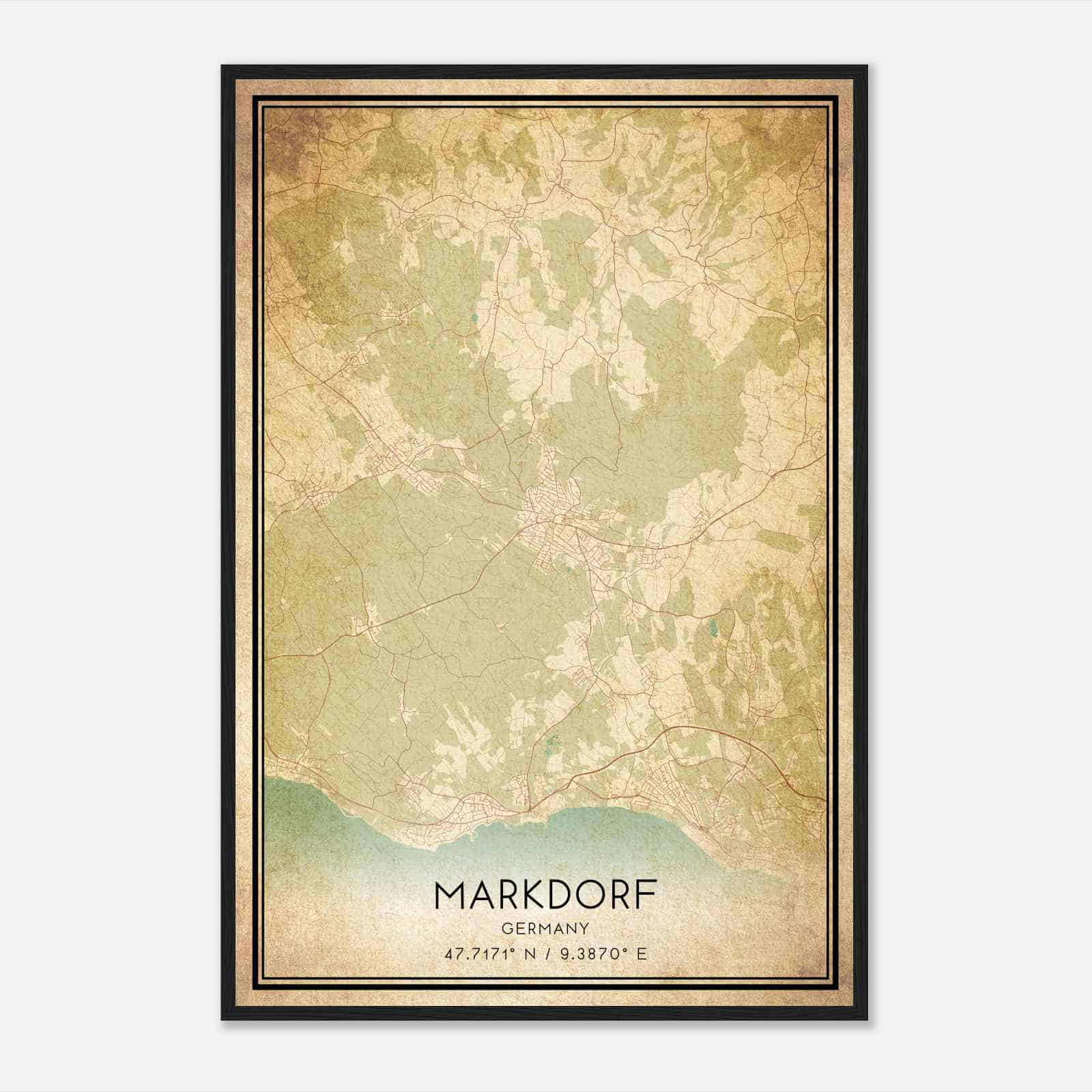 Vintage Markdorf Germany Map Poster, Markdorf City Road Wall Art Print
