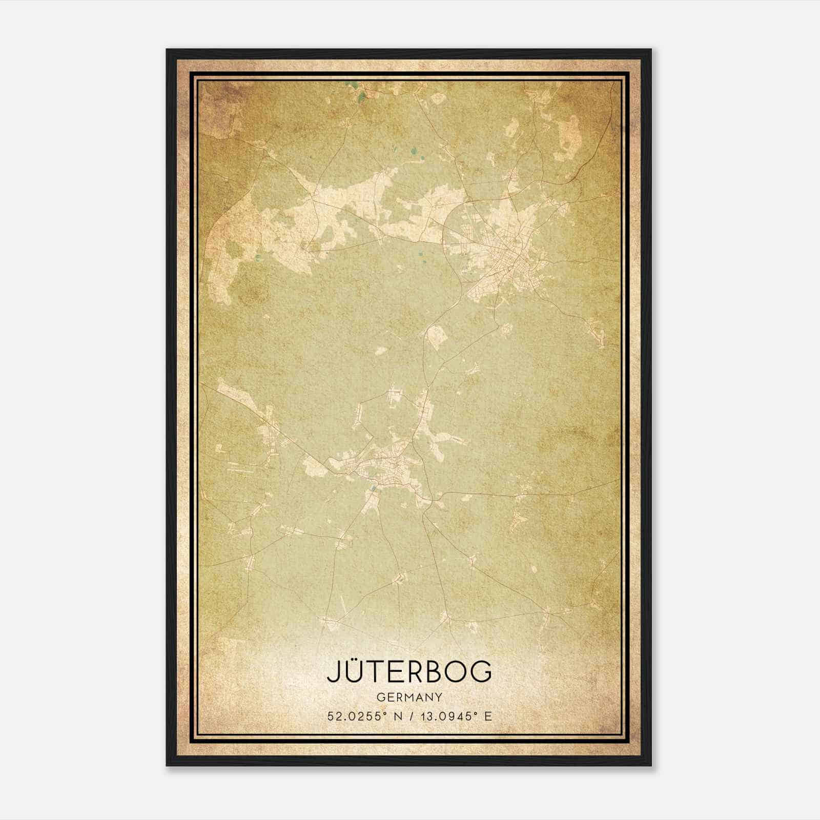 Vintage Juterbog Germany Map Poster, Juterbog City Road Wall Art Print Vintage Juterbog Germany Map Poster, Juterbog City Road Wall Art Print