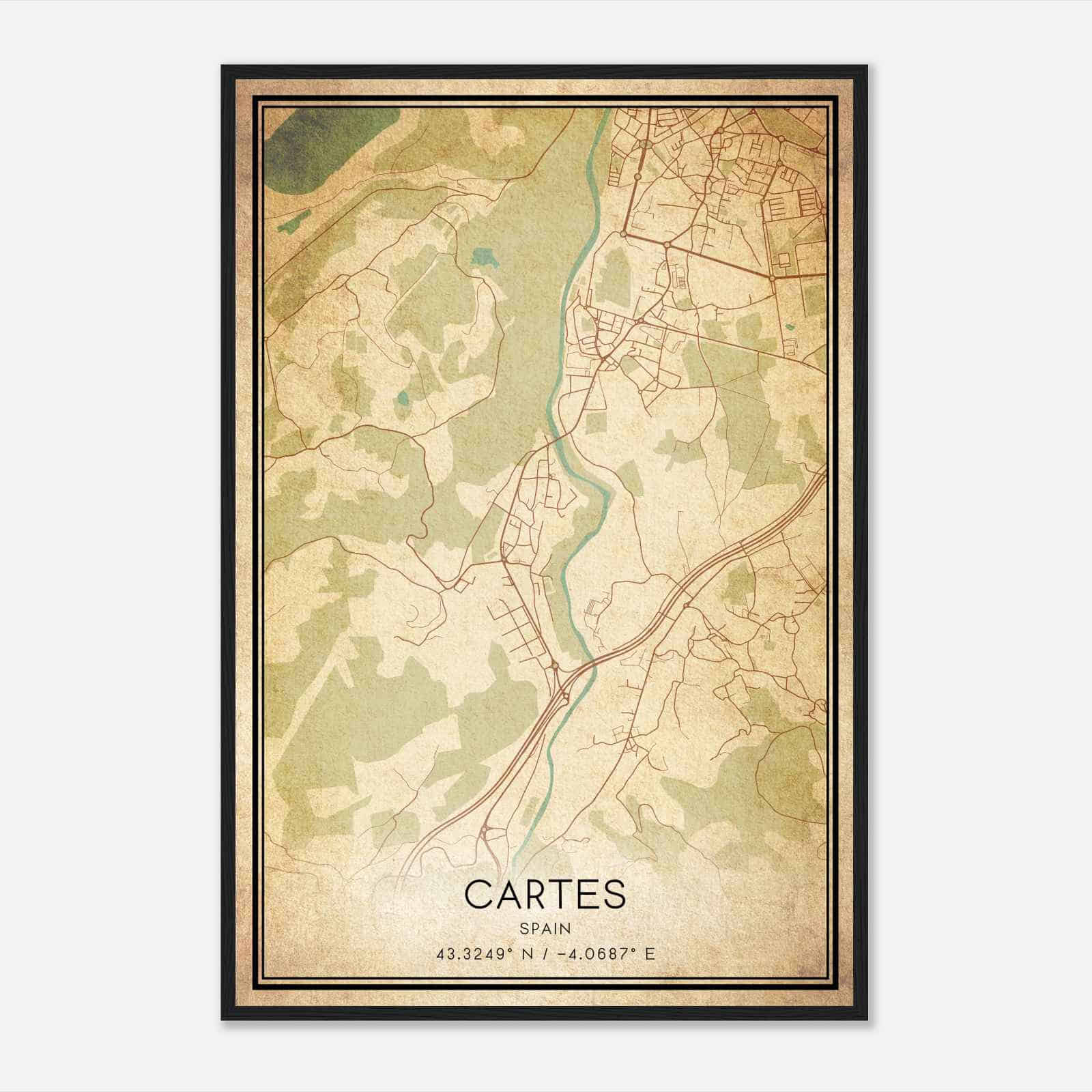 Vintage Cartes Spain Map Poster, Cartes City Road Wall Art Print Vintage Cartes Spain Map Poster, Cartes City Road Wall Art Print