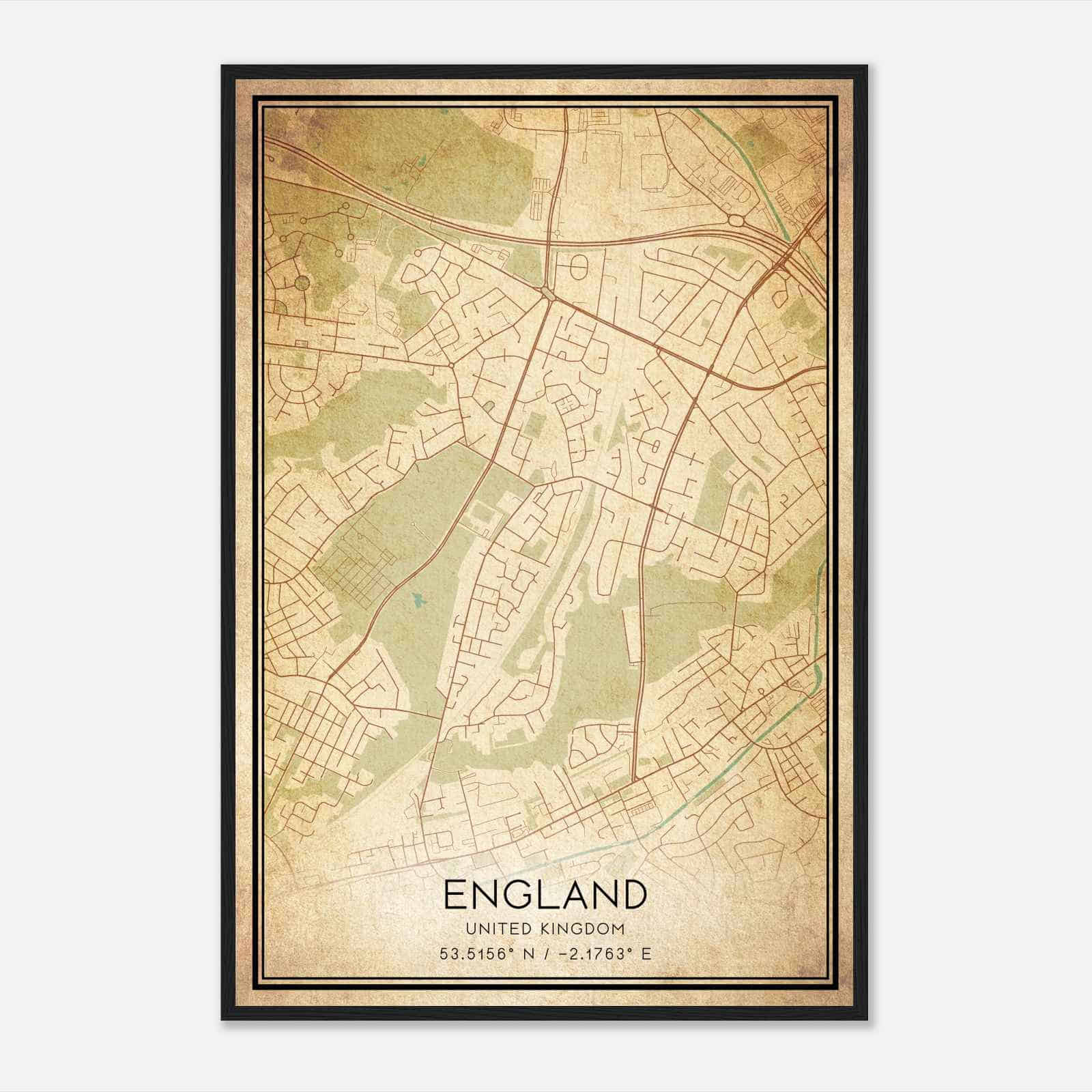 Vintage Moston United Kingdom Map Poster, Moston City Road Wall Art Print