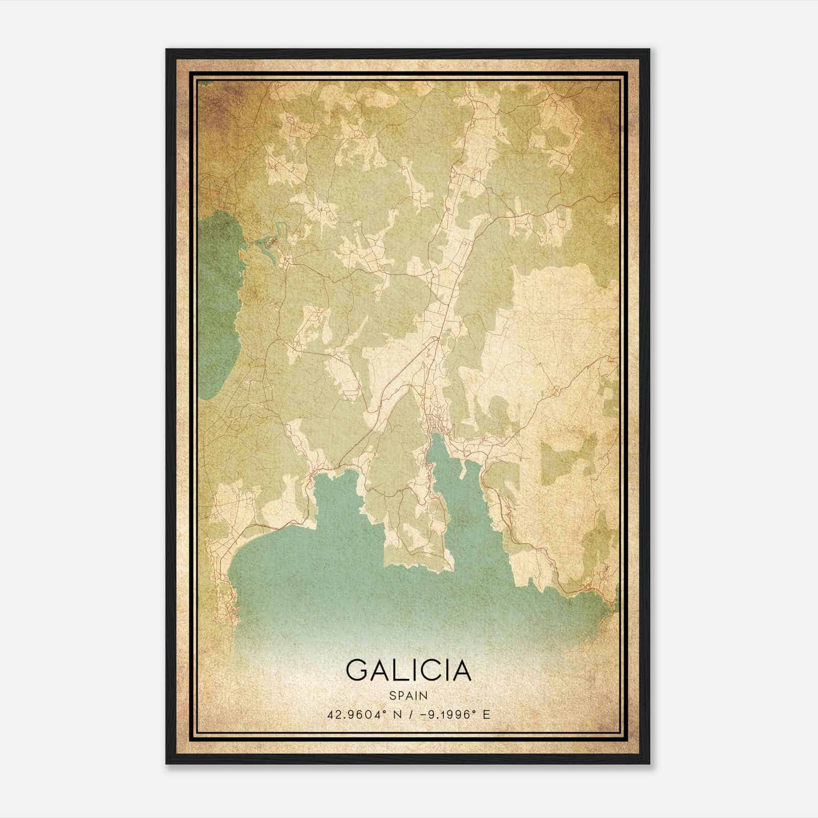 Vintage Cee Spain Map Poster, Cee City Road Wall Art Print