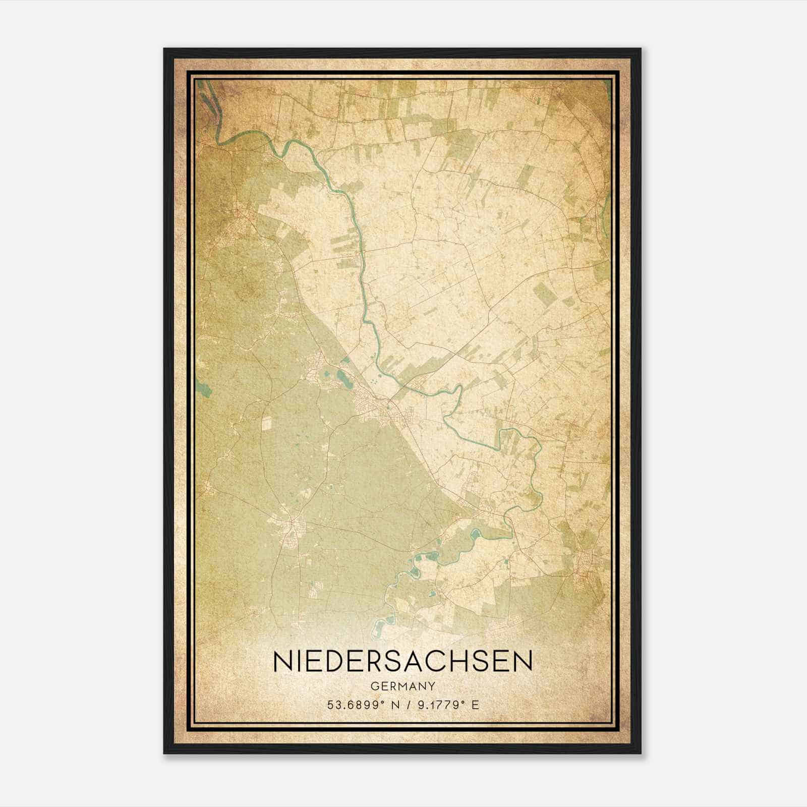Vintage Hemmoor Germany Map Poster, Hemmoor City Road Wall Art Print