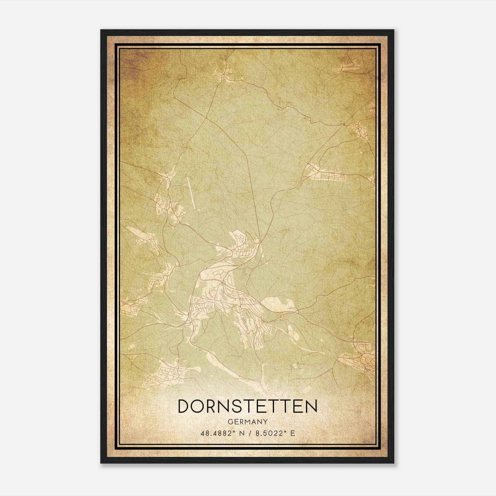 Vintage Dornstetten Germany Map Poster, Dornstetten City Road Wall Art Print