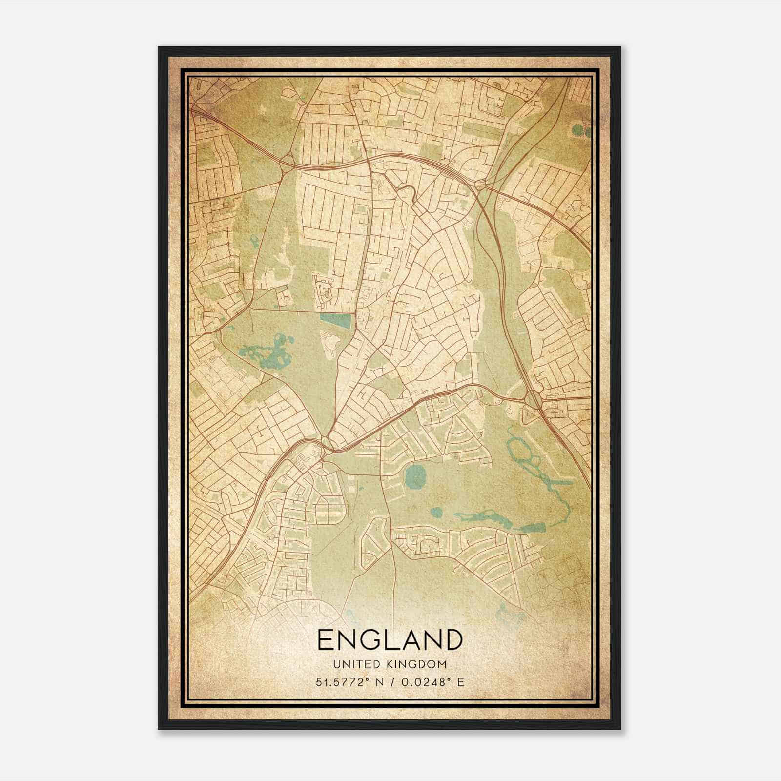 Vintage Wanstead United Kingdom Map Poster, Wanstead City Road Wall Art Print