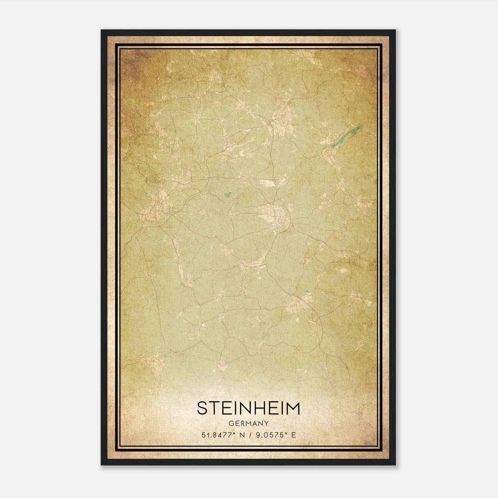 Vintage Steinheim Germany Map Poster, Steinheim City Road Wall Art Print