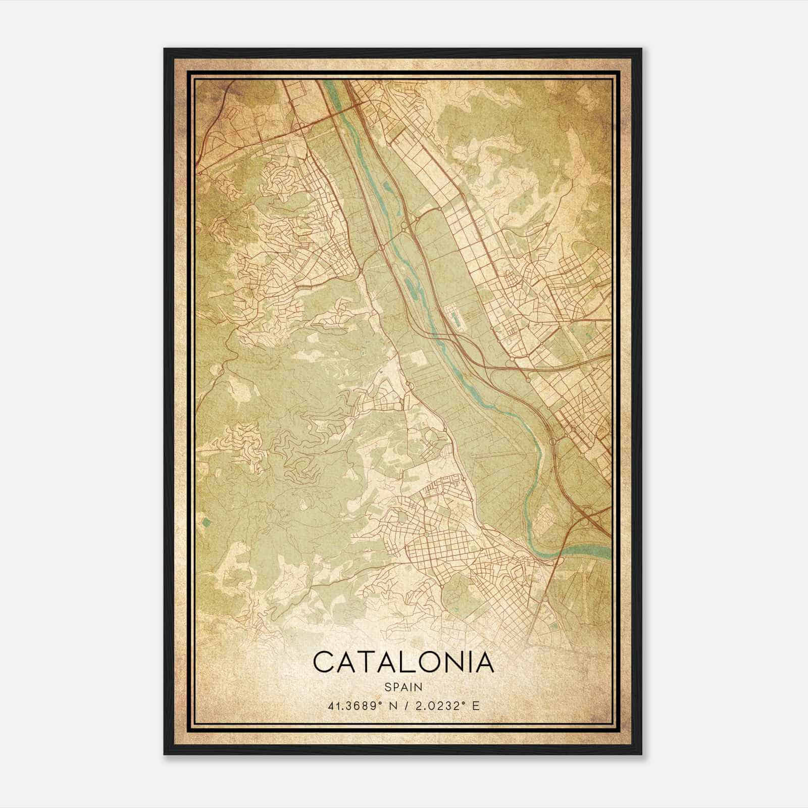 Vintage Santa Coloma de Cervello Spain Map Poster, Santa Coloma de Cervello City Road Wall Art Print