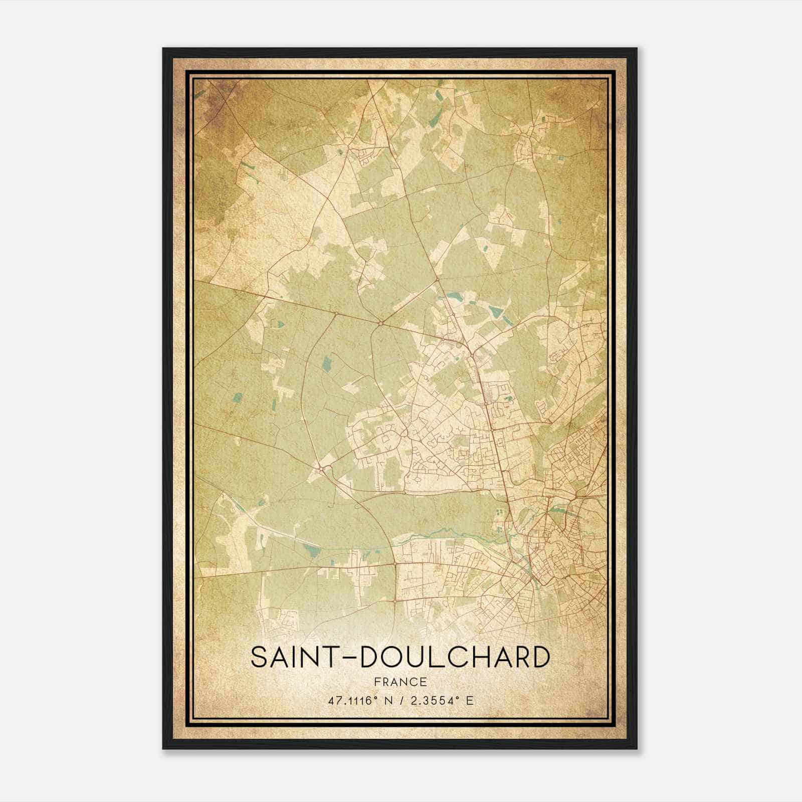 Vintage Saint-Doulchard France Map Poster, Saint-Doulchard City Road Wall Art Print